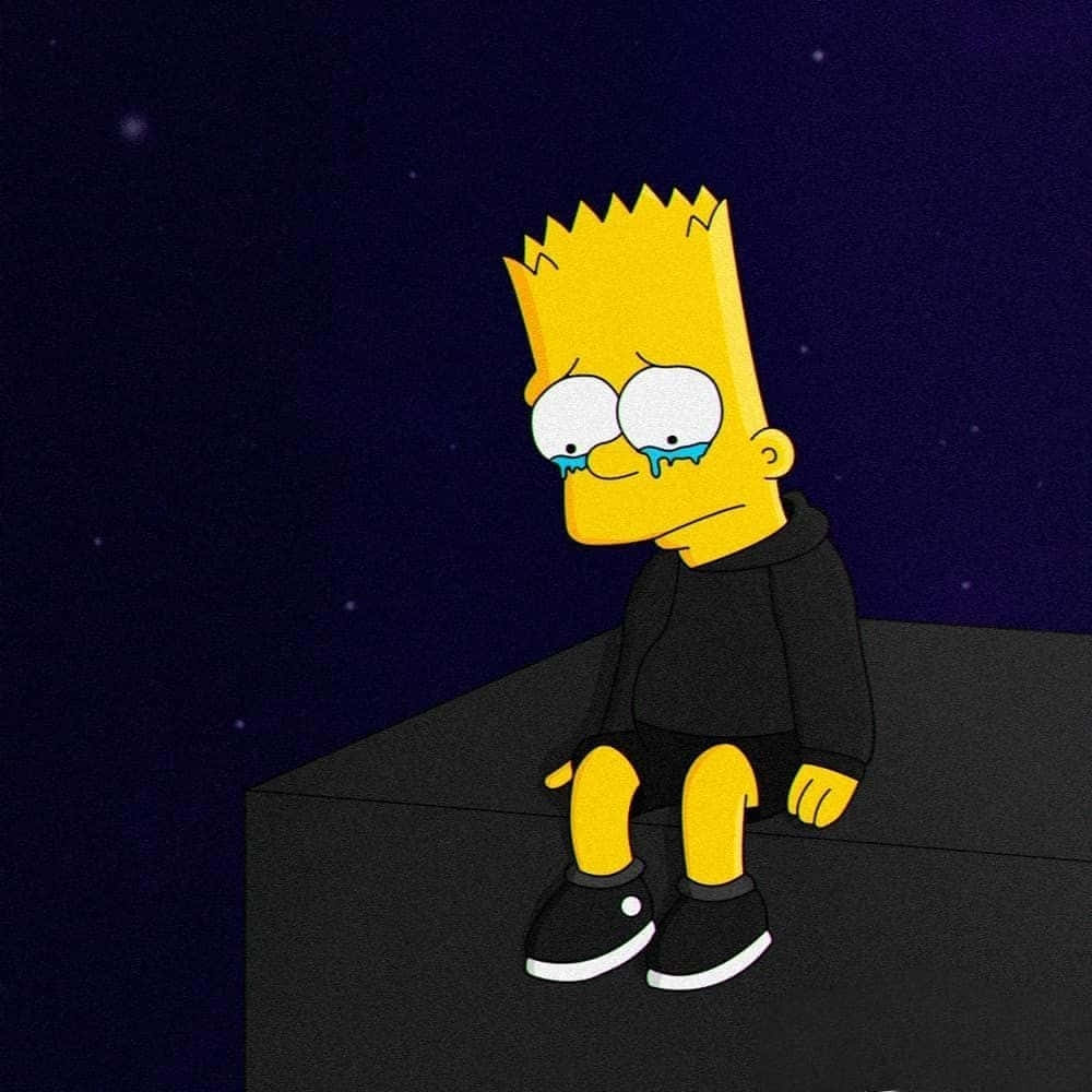 1000x1000 Download Depressed Bart Simpson Feet Black Wallpaper