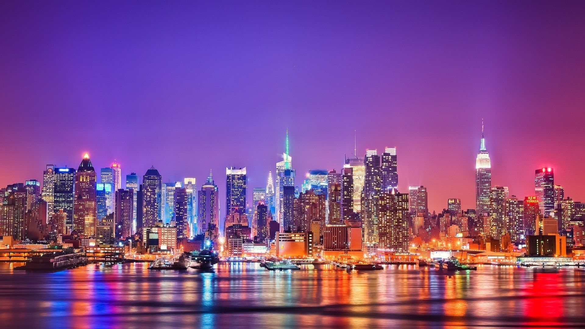 1920x1080 New York City Skyline at Night 4K UHD Wallpaper for UltraHD Desktop and TV : Smartphone and Tablet Devices