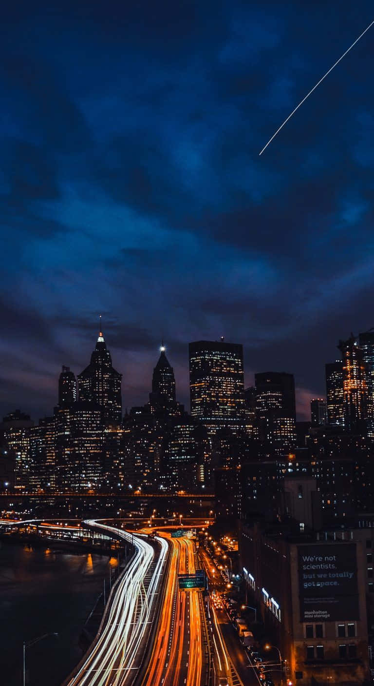 768x1406 Download New York City Night Dark Sky iPhone Wallpaper
