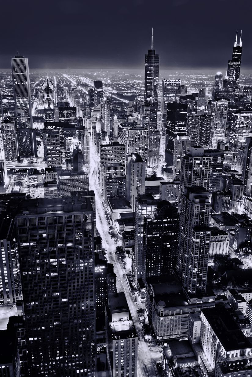 825x1237 City Of Chicago At Night Wall Mural