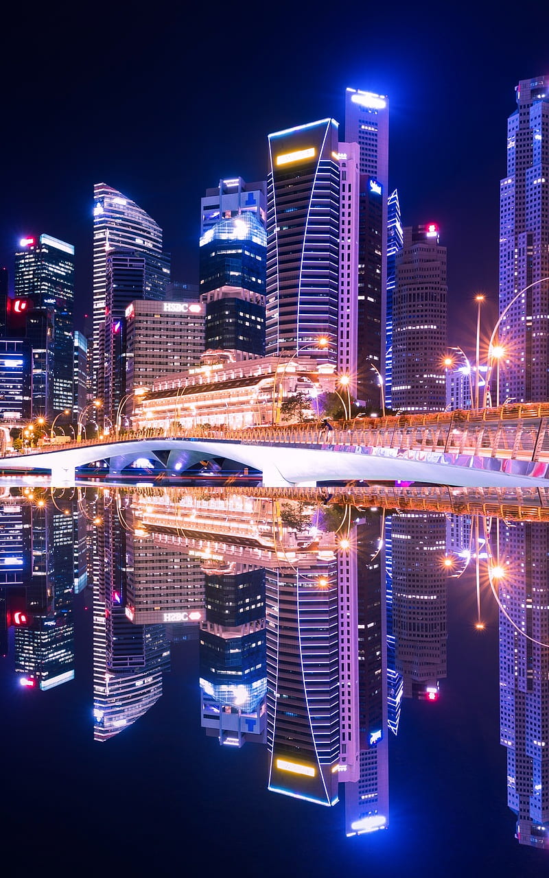 800x1280 Singapore City Skyline In Resolution. City lights, Singapore city, City, City Skyline Night, HD phone wallpaper