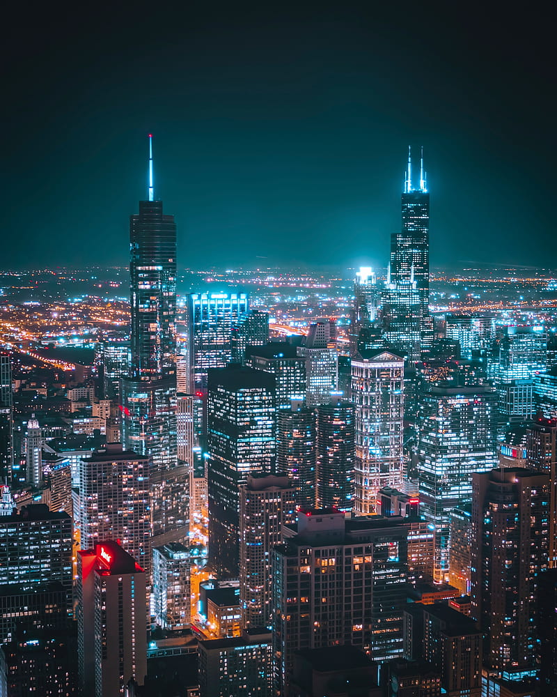 800x1000 Metropolis, skyscrapers, night, scenery, lights, City, HD phone wallpaper