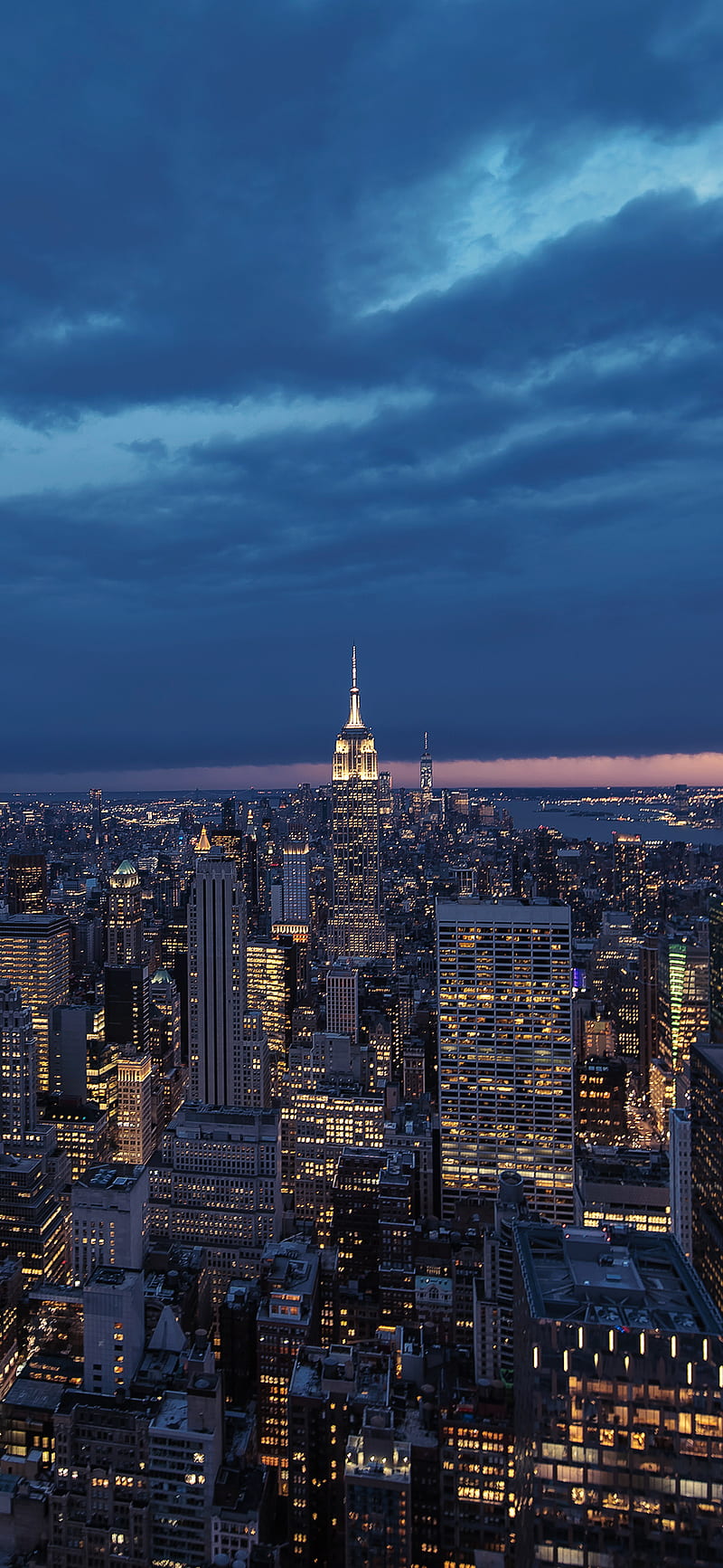 800x1733 Night New York, city, empire, lights, manhattan, new york, urban, HD phone wallpaper