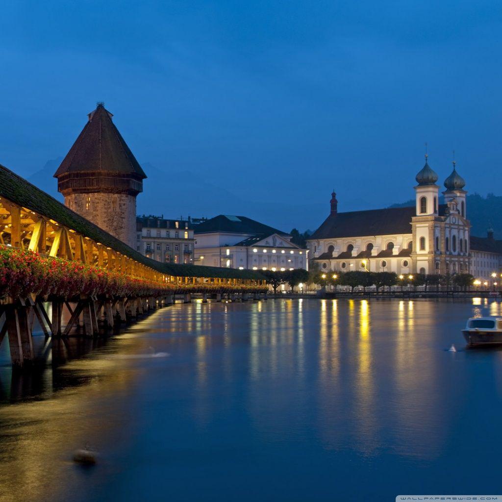 1024x1024 Chapel Bridge, Lucerne, Switzerland Ultra HD Desktop Background