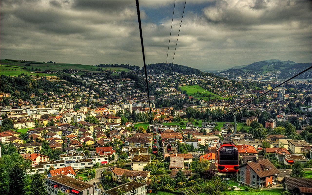 1280x800 Desktop Wallpaper Switzerland Luzern From above Cities Houses