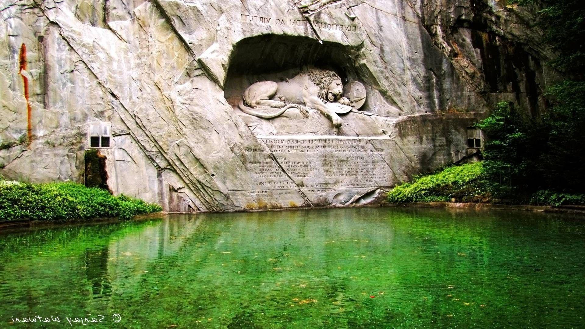 1920x1080 Switzerland, Lion of Lucerne, Luzern Wallpaper HD / Desktop