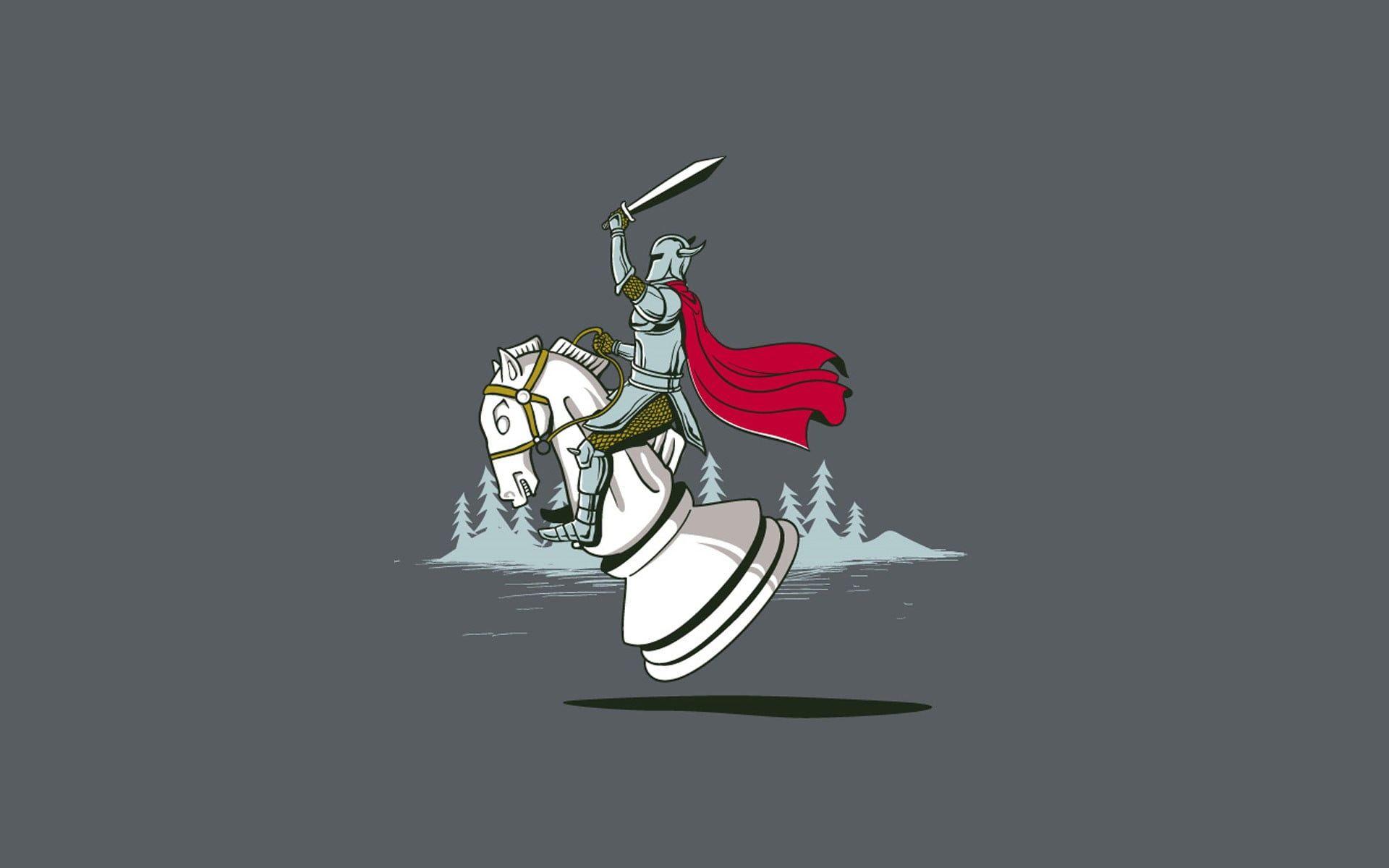 1920x1200 Knight riding horse chess piece illustration, knight, chess