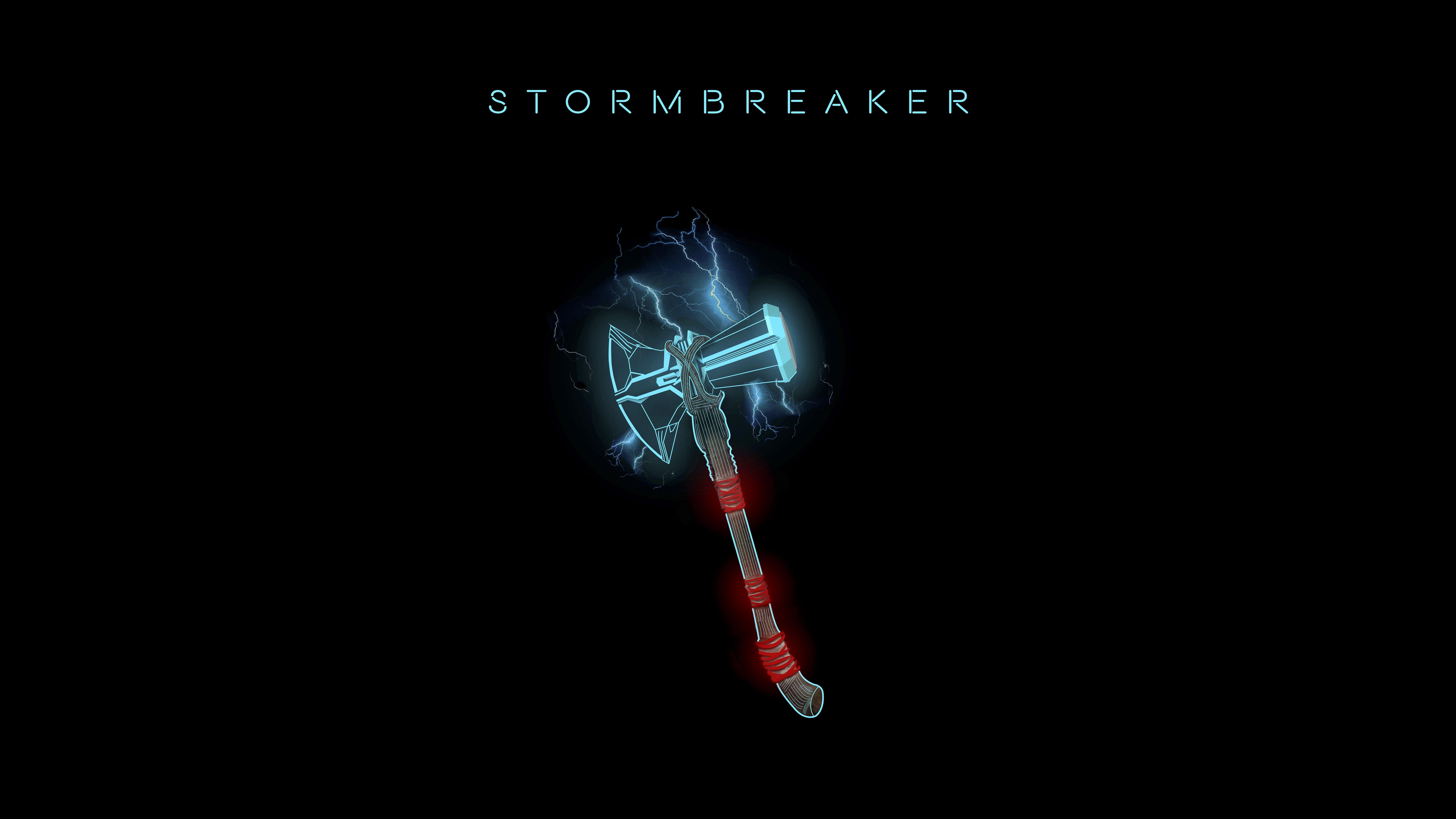 7680x4320 Wallpaper Stormbreaker, Thor, Black background, 4K, 8K, Creative