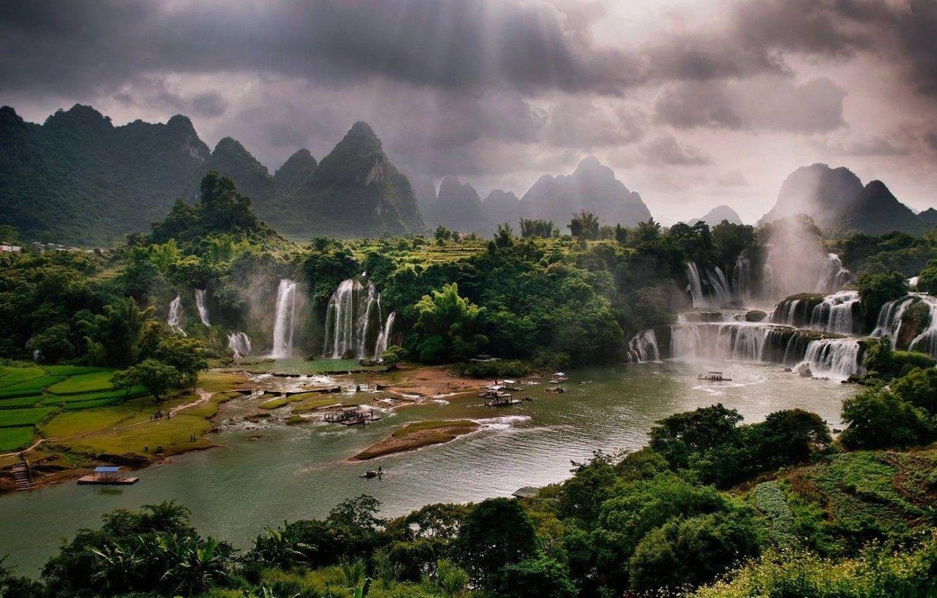 1332x850 Wallpaper river, waterfalls, Vietnam, river, Vietnam, waterfalls