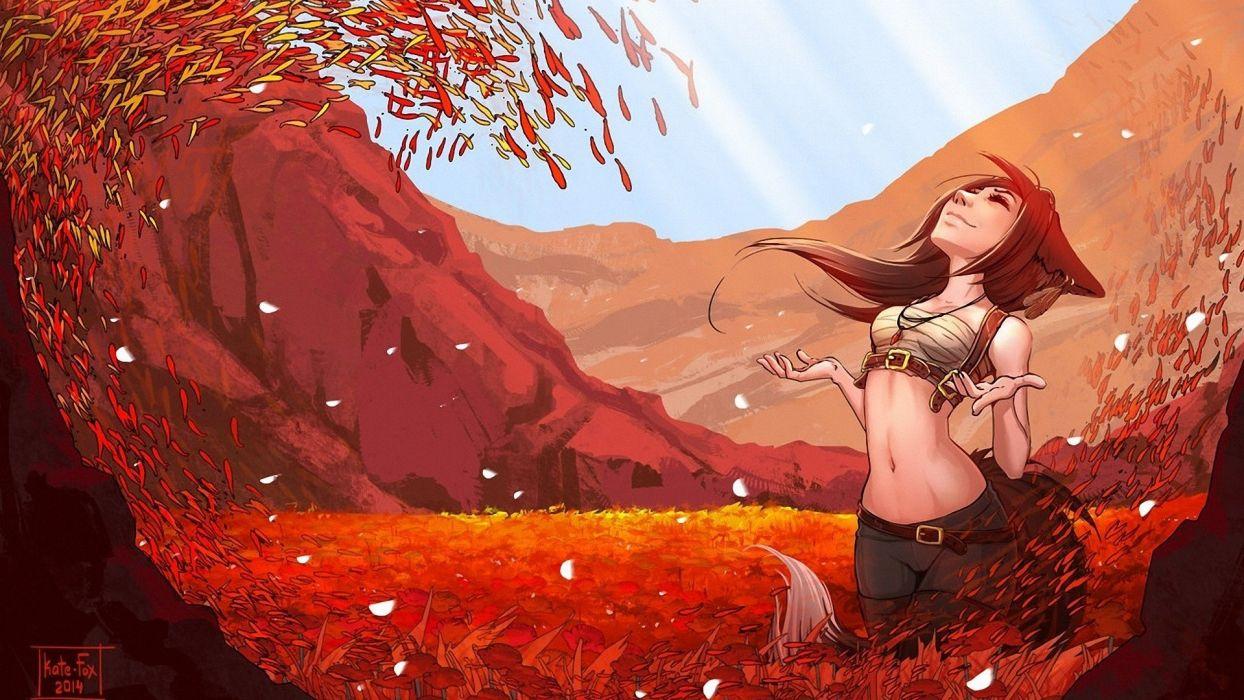 1244x700 Fox gorl anime fantasy auntum wallpaperx1080