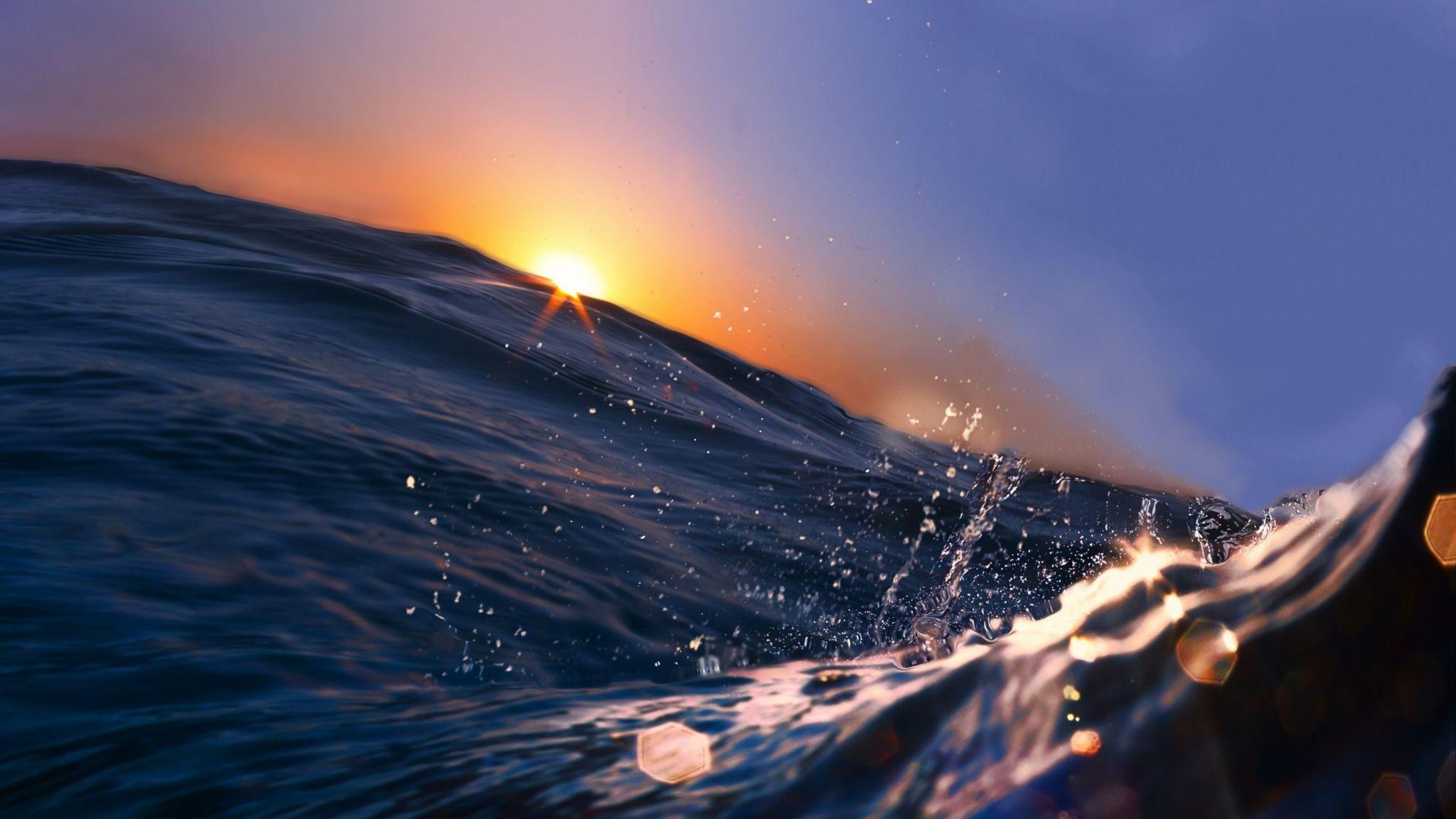 2048x1152 Download Sea, 5k, 4k wallpaper, 8k, Ocean, Water, sunset, sunrise