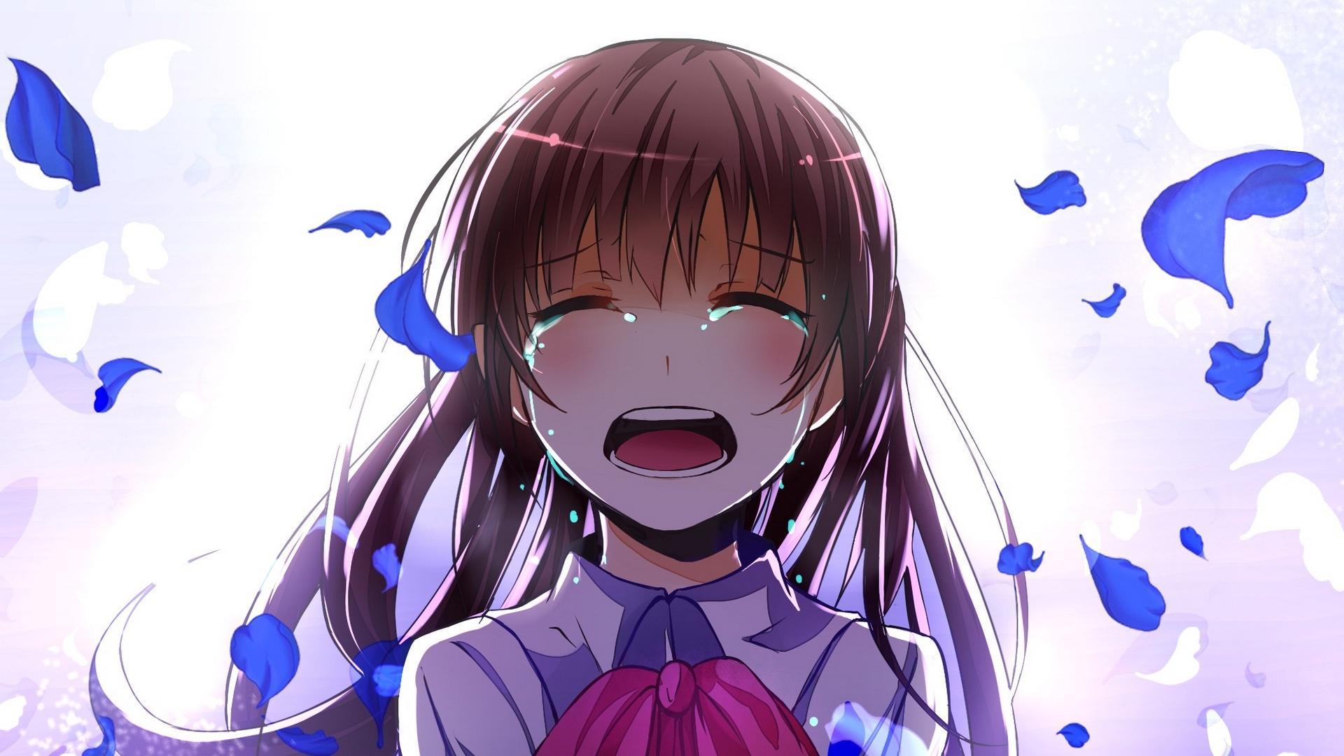 1600x2560 Anime Girl, Crying, Profile View, Sad, anime girl sad