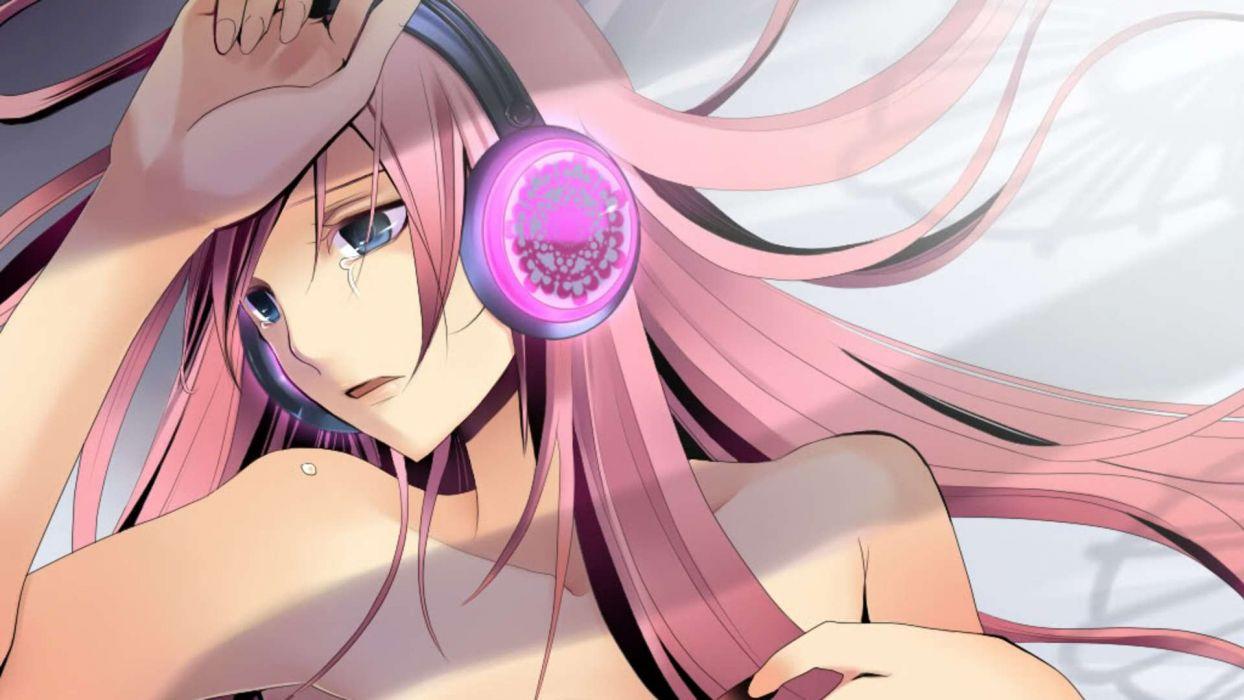 1244x700 Headphones Vocaloid Megurine Luka crying anime girls wallpaperx1080