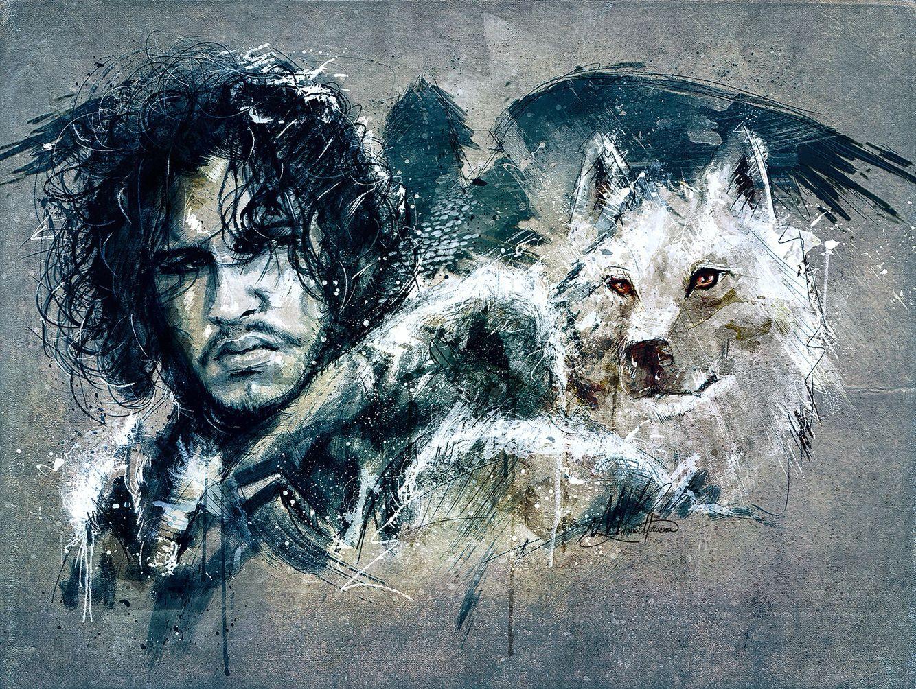 1334x1004 Beautiful wallpaper of Jon Snow and Ghost. Currently my Twitter