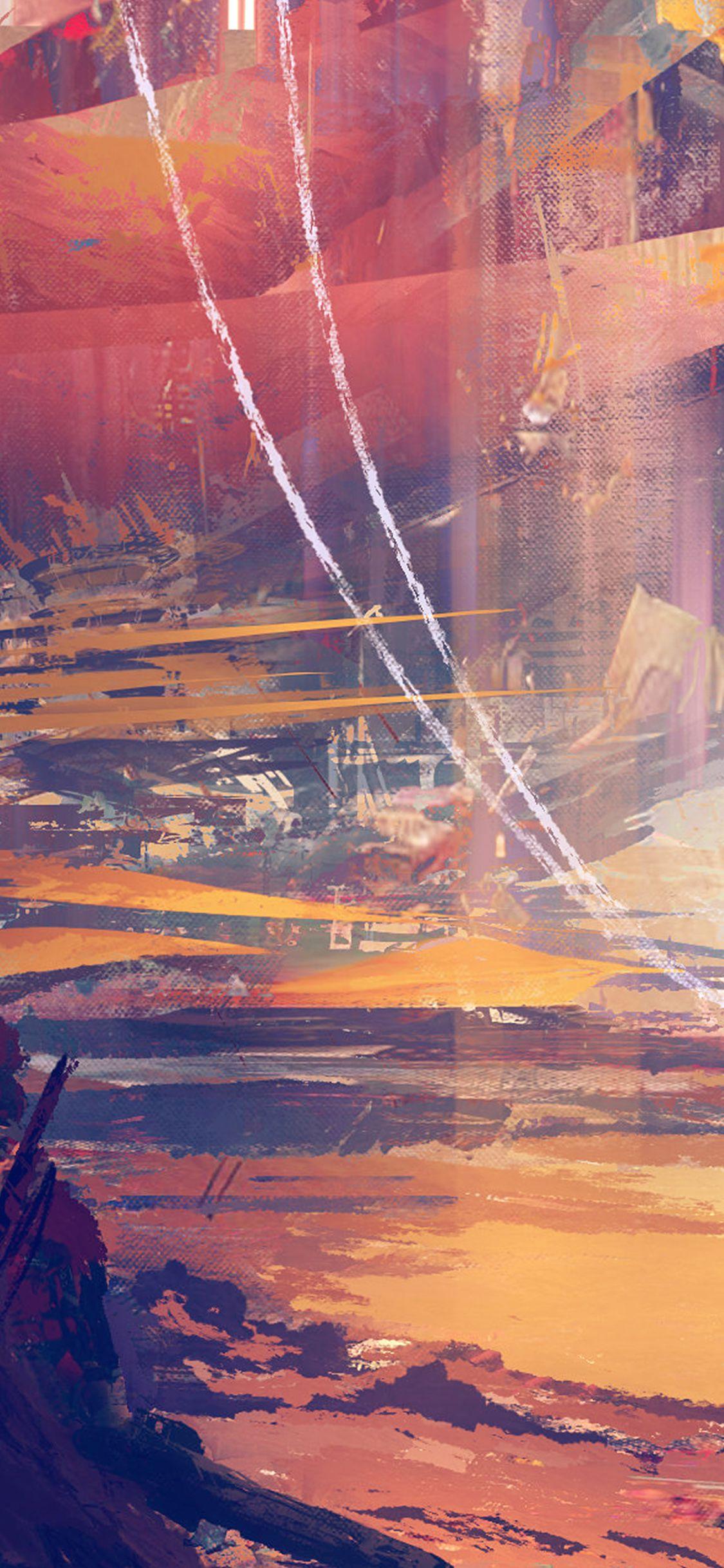 1125x2436 Wadim Kashin Paint Abstract Blue Illustration Art Wallpaper