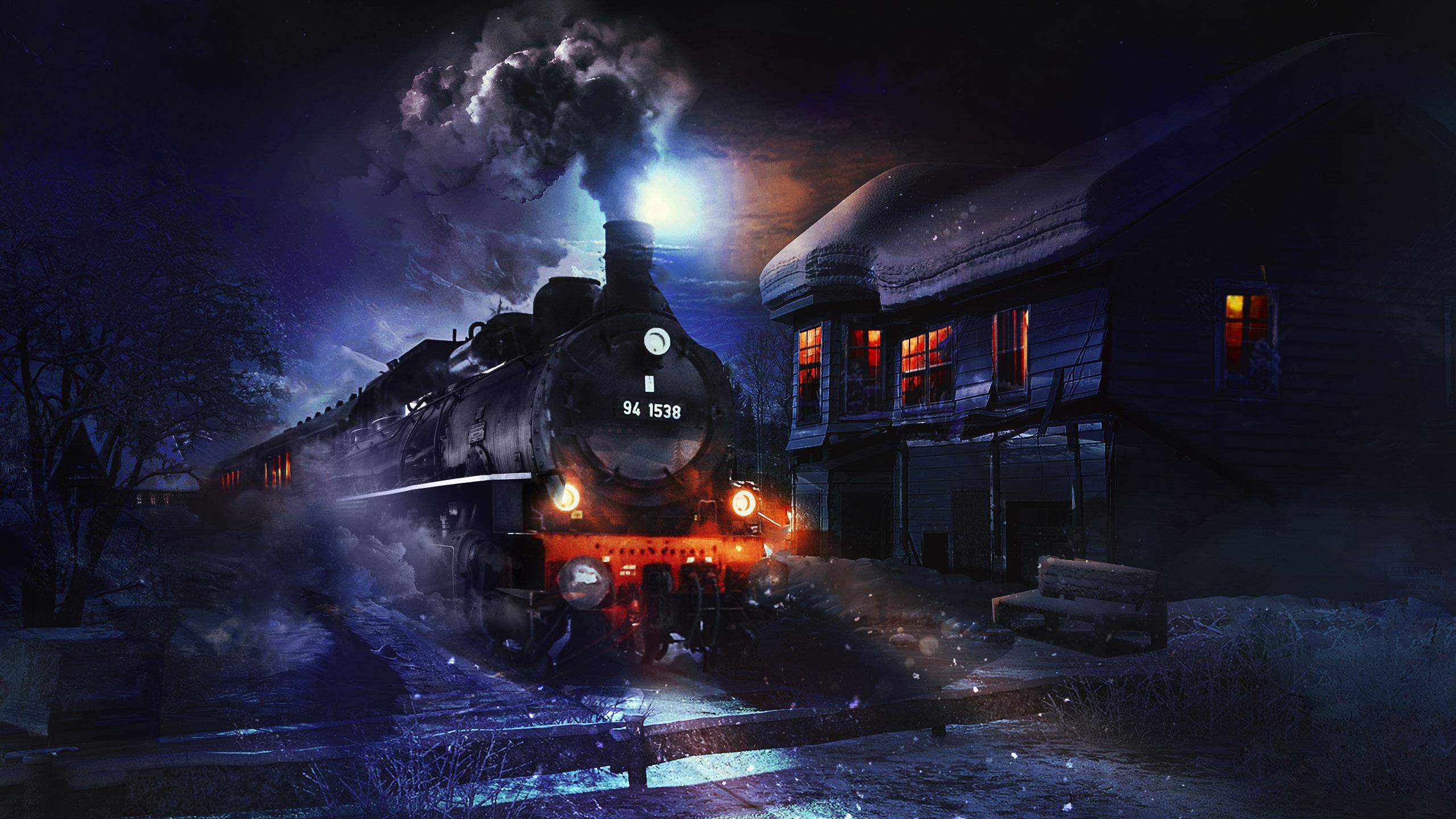 2560x1440 Fantasy Digital Artwork Train Wallpaper. Free Computer Desktop