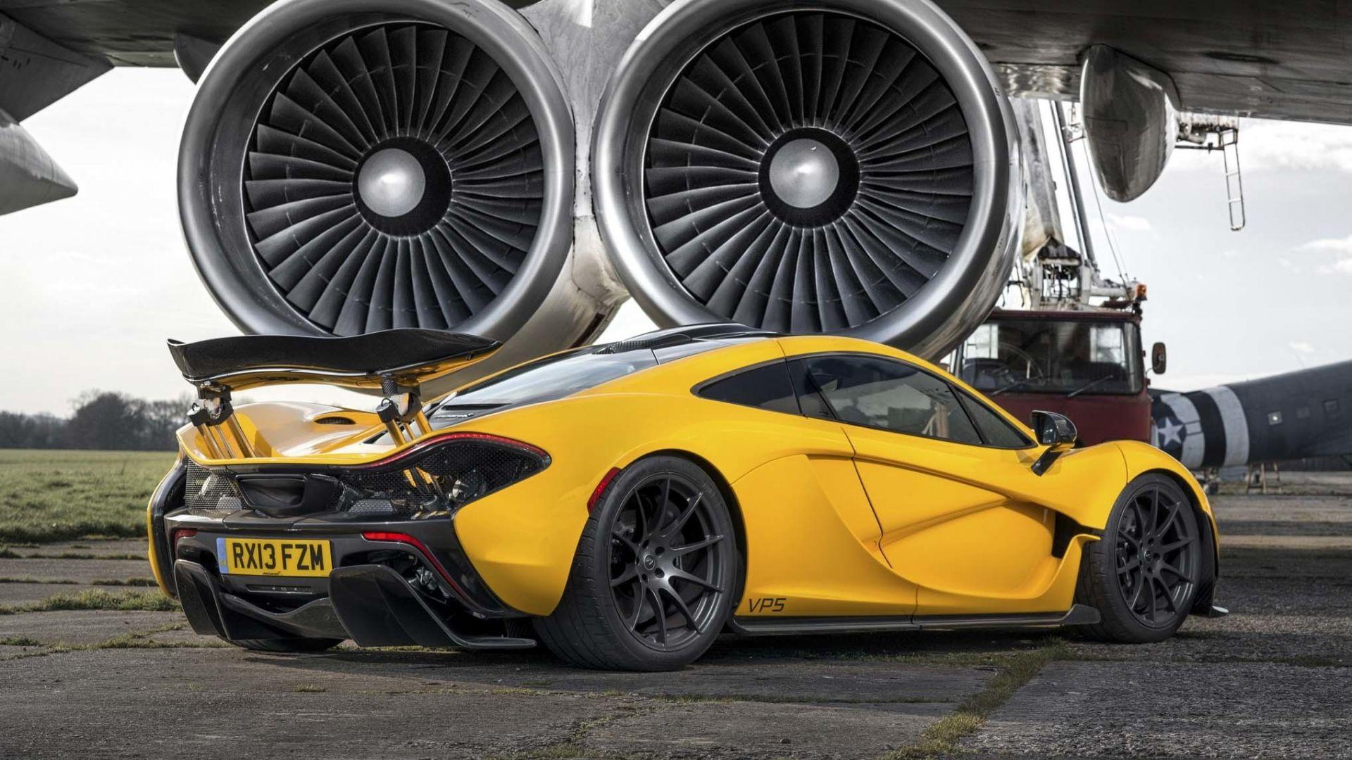 1920x1080 HD Background P1 McLaren Yellow Color Airplane Turbines Supercar