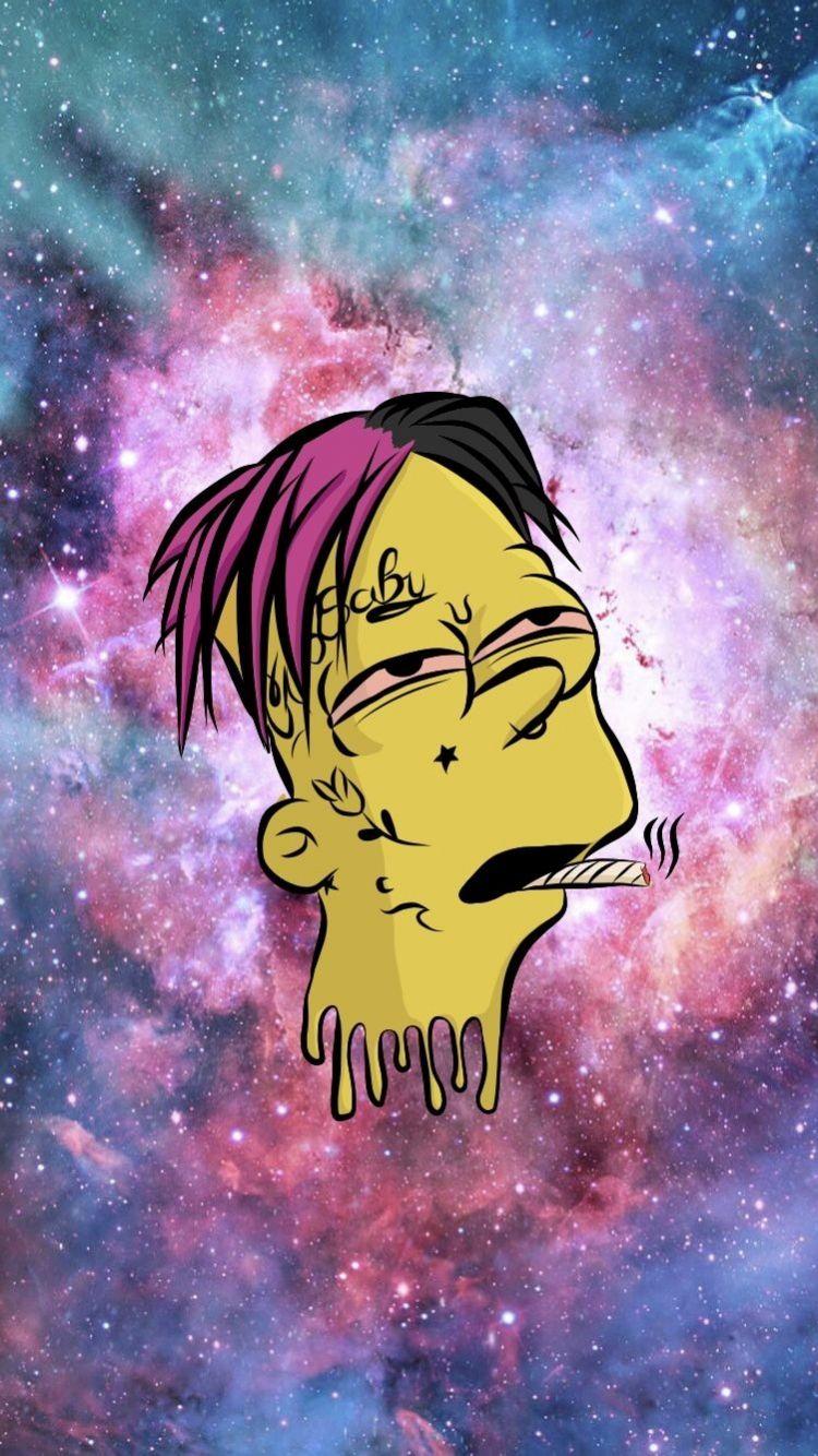 750x1334 Free download Lil Peep Bart Simpson Cartoon IPhone Wallpaper