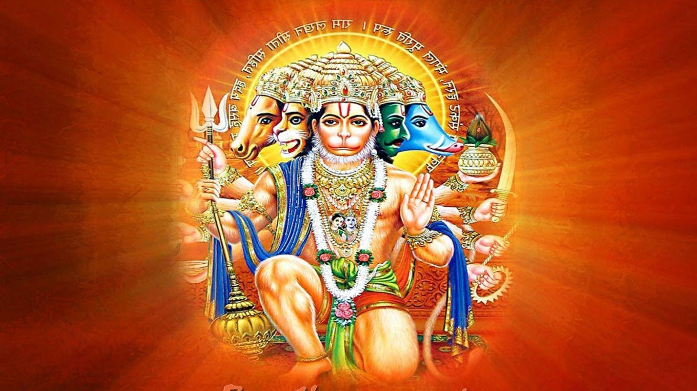 Best of Panchmukhi Hanuman Wallpapers -1366x768 Free download panchmukhi hanuman ji wallpaper full size HD free