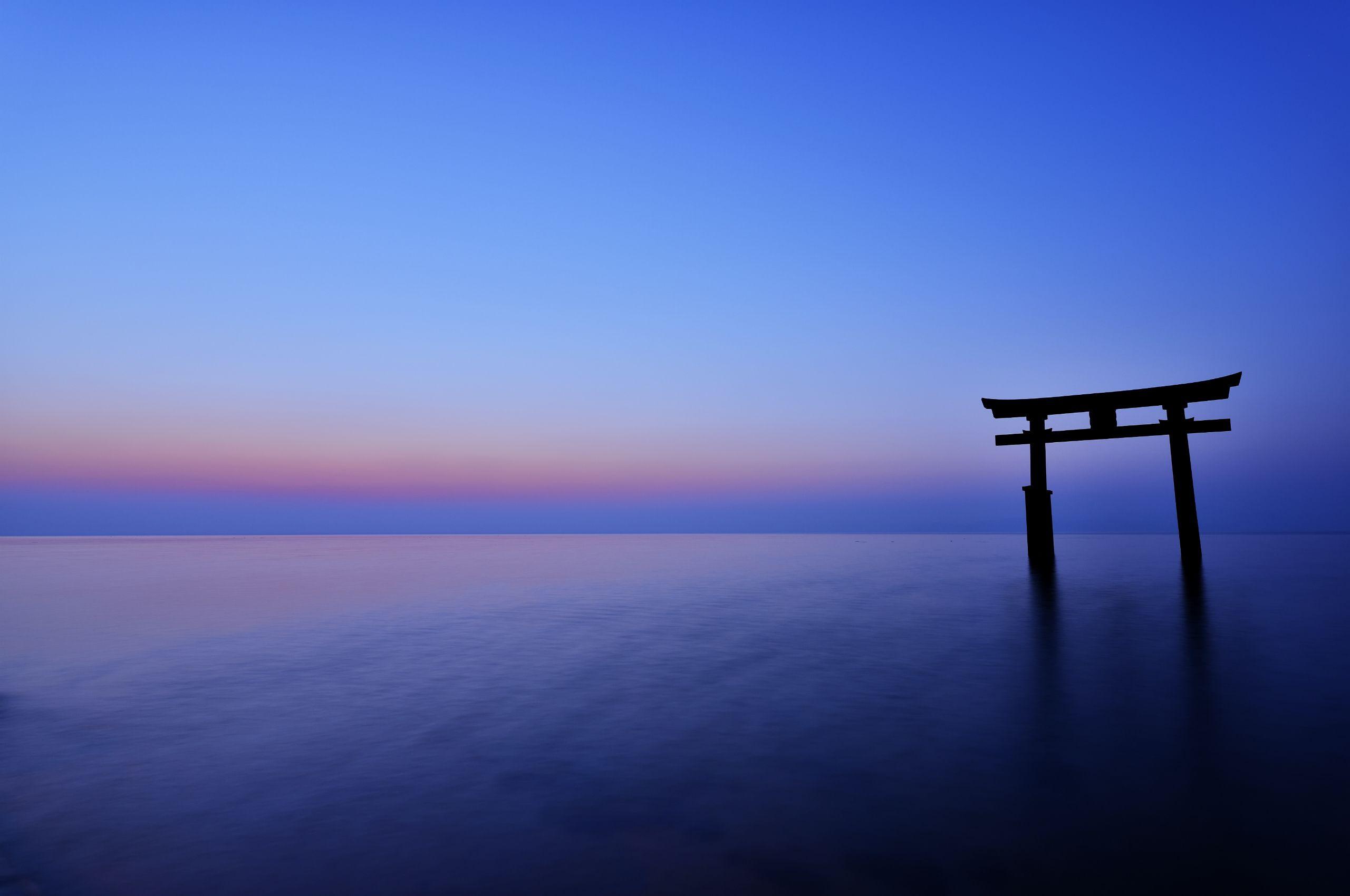 2560x1700 japan, The, Arch, Night, Sunset, Horizon, Sea, Ocean, Calm, Sky