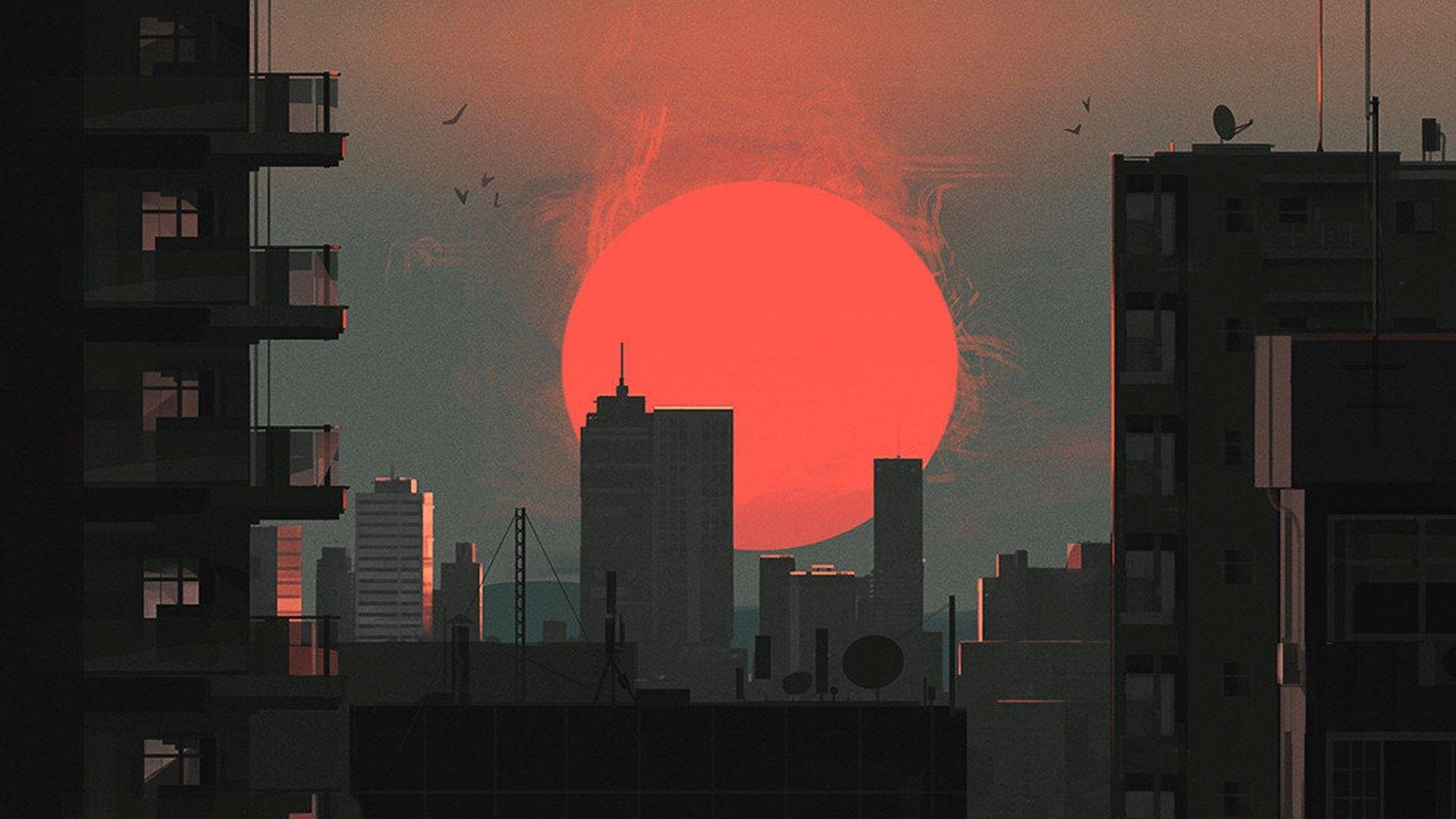 1920x1080 artwork, Sunset, City, Japan Wallpaper HD / Desktop and Mobile