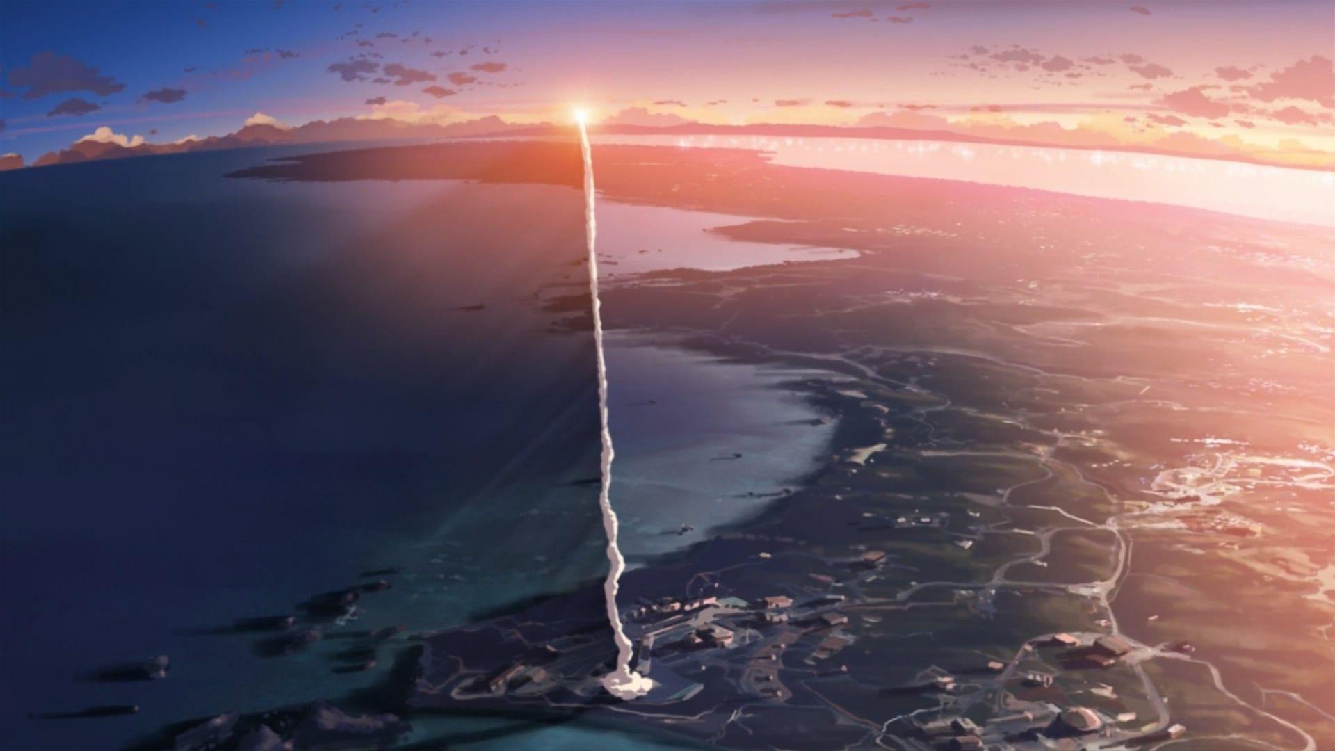 1920x1080 Rockets Smoke Sunset Japan Anime 5 Centimeters Per Centimeters