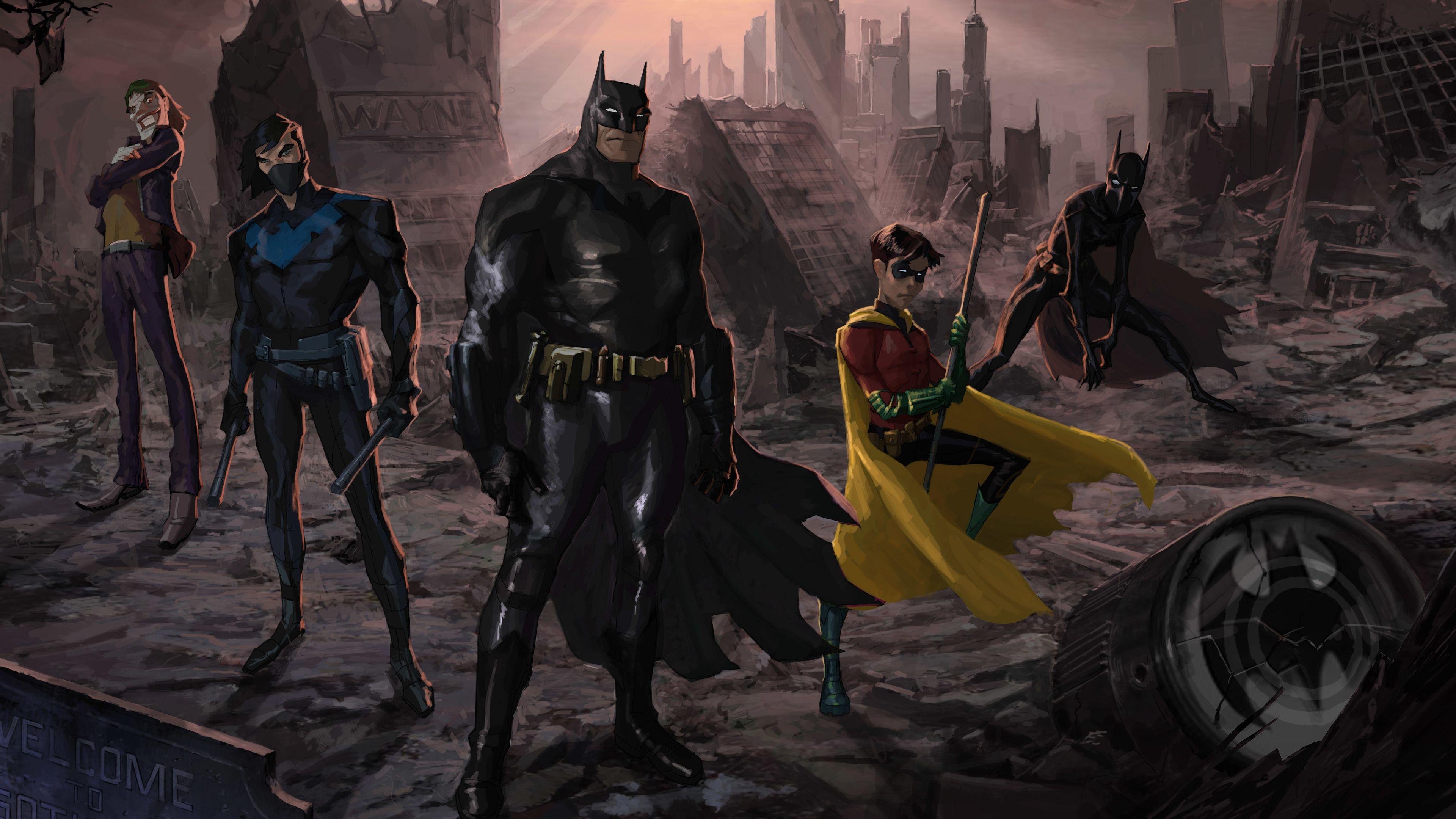 3840x2160 Wallpaper 4k Batman And His Team Artwork 4k Wallpaper, 5k