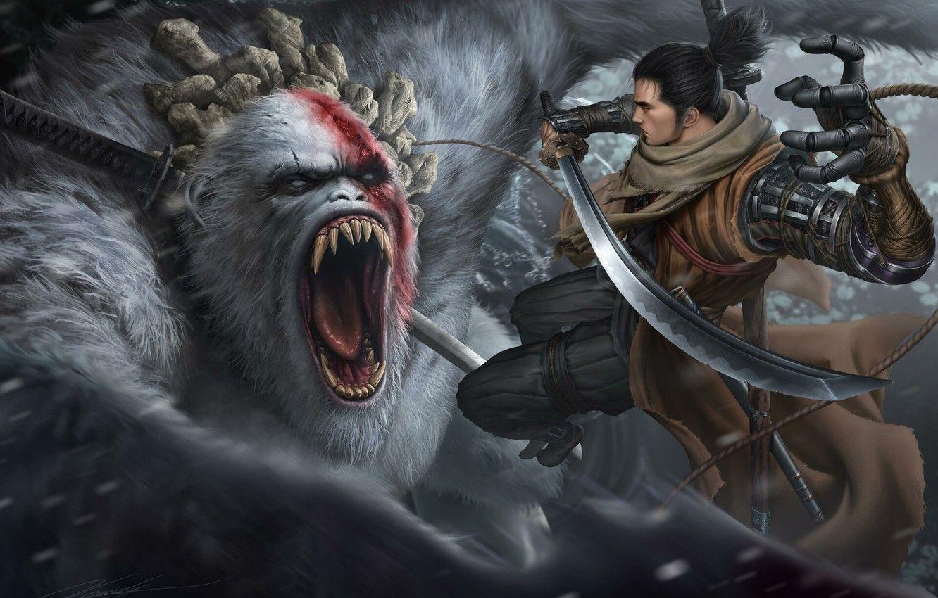 1332x850 Wallpaper The game, Monkey, Sword, Fantasy, Art, Art, Fiction
