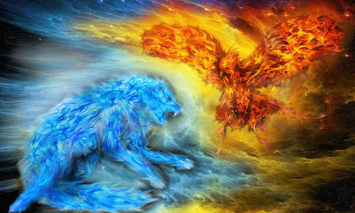1153x692 Fire and Ice Wolf Wallpaper