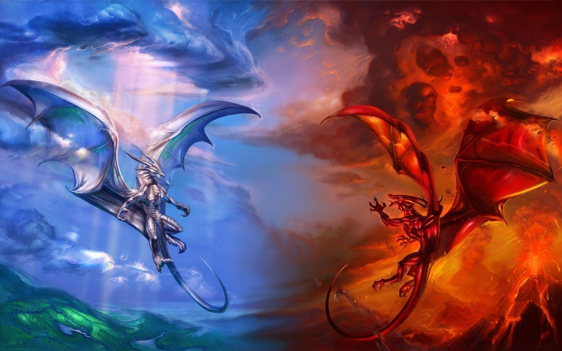 1920x1200 Ice Dragon vs Fire Dragon