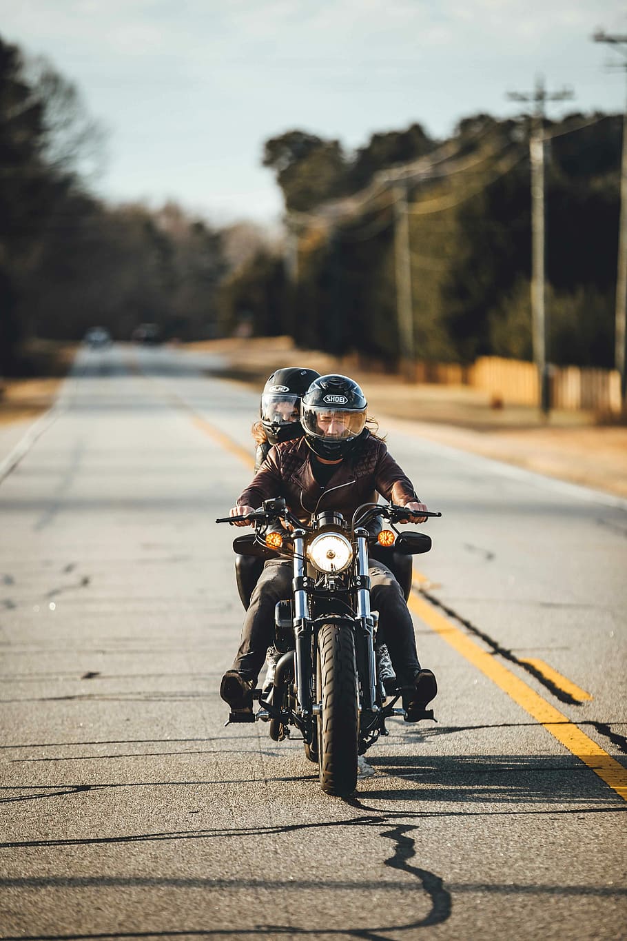 910x1365 HD wallpaper: two person riding motorcycle on road, couple goal