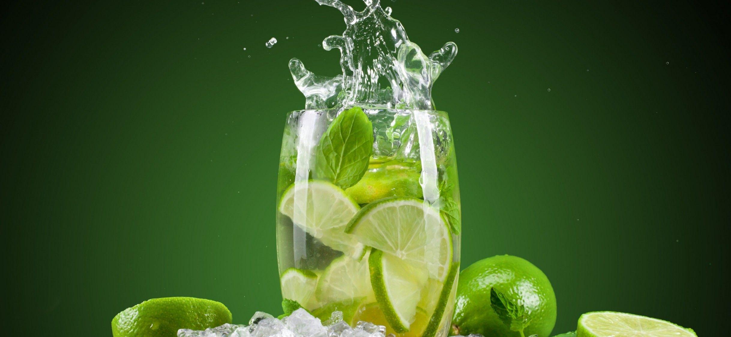 2436x1125 Download Lime Mint Water Cocktails Wallpaper for Desktop