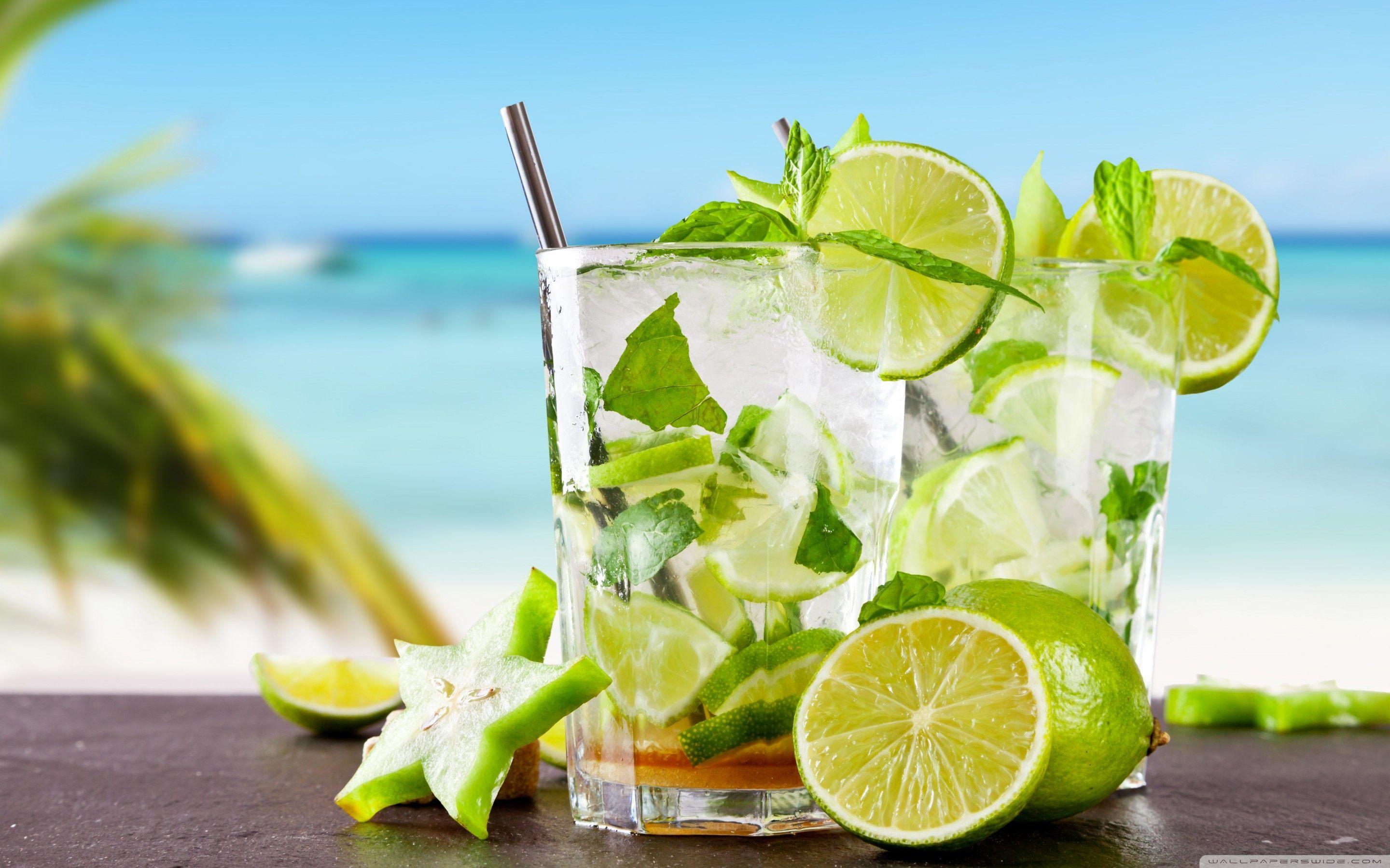 2880x1800 Tropical Cocktail With Lime Ultra HD Desktop Background Wallpaper
