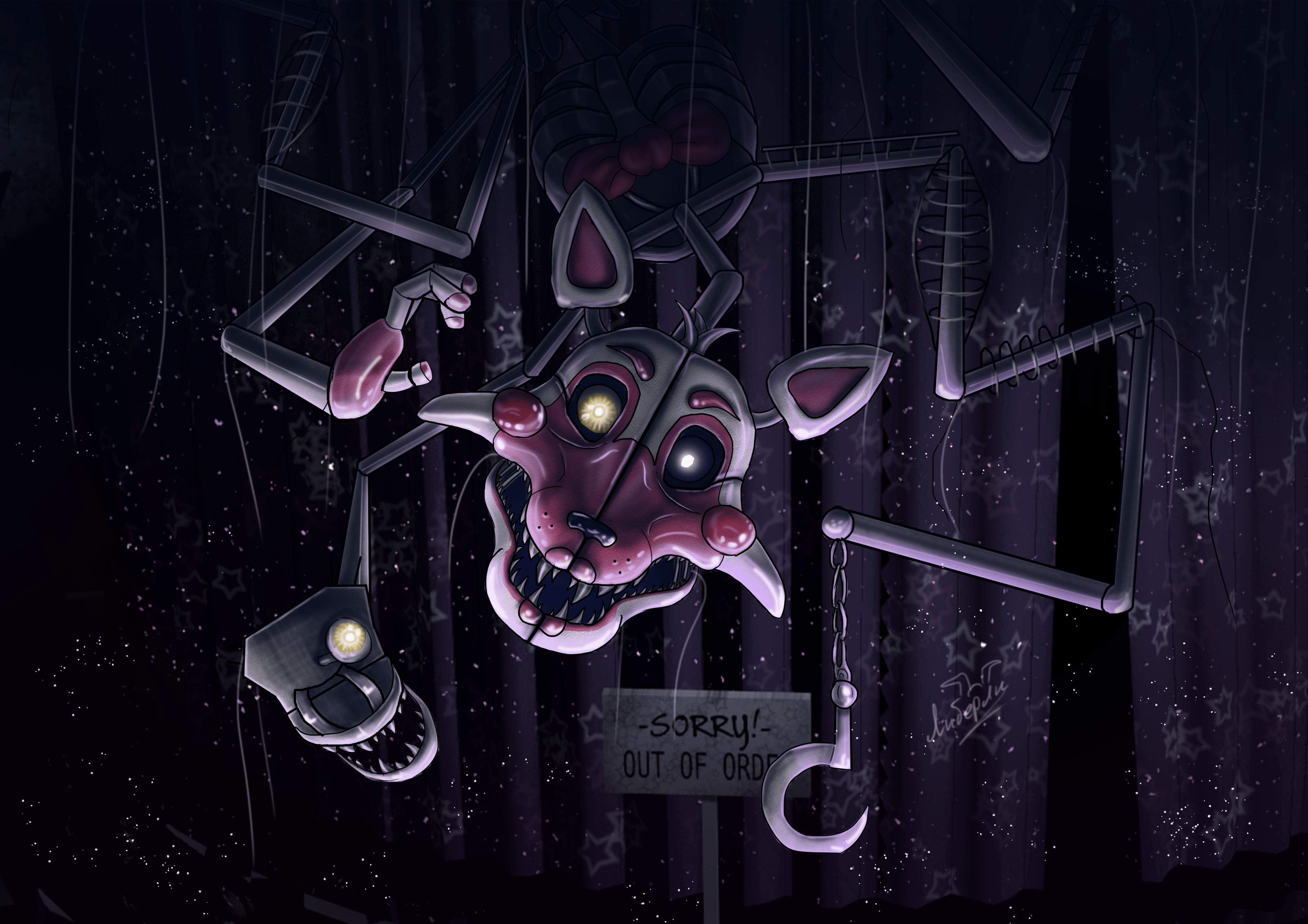 3880x2742 My new art Funtime Foxy (background taken from the game). I drew 2 days