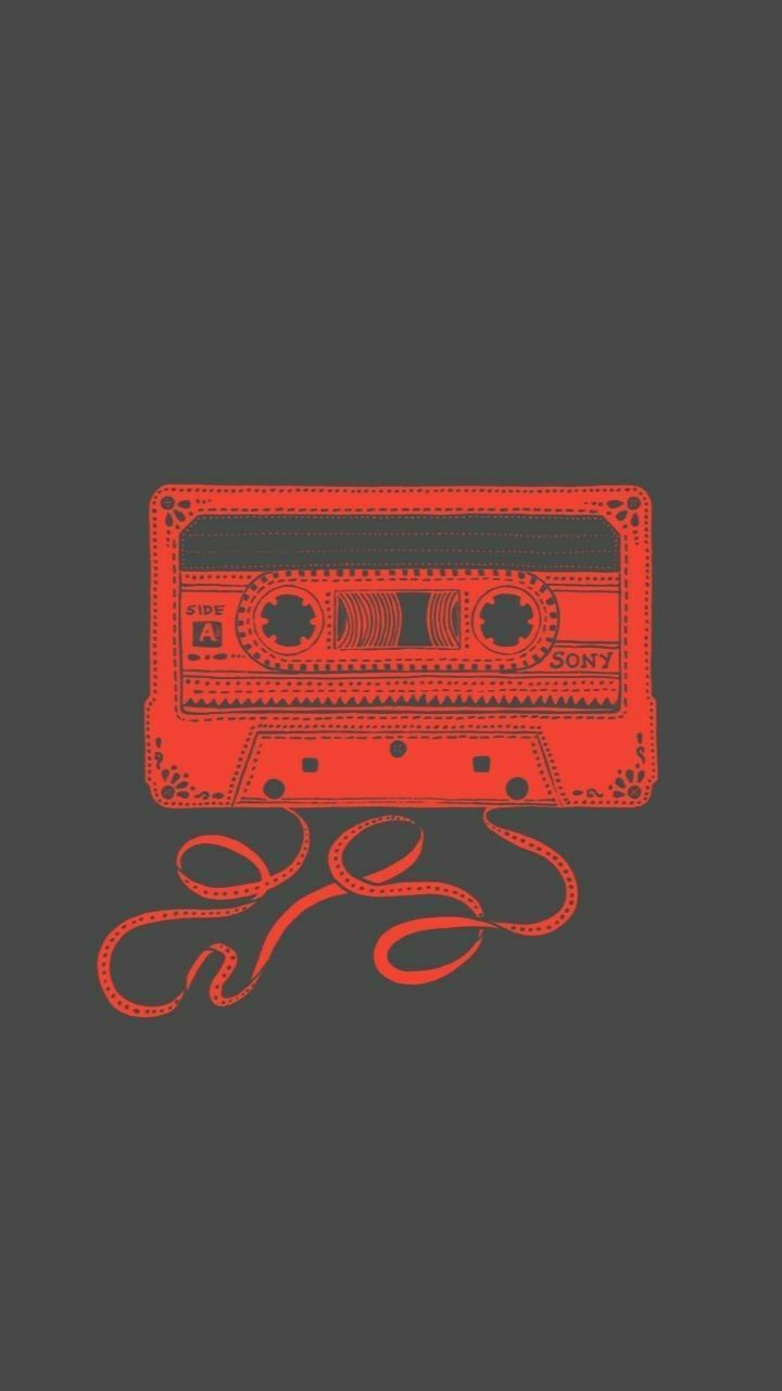 720x1280 Retro Love Cassette Tape Recorder. Red background cassette art, Red background cassette print, Retro cassette player wallpaper