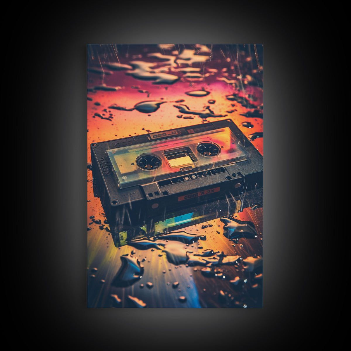 1200x1200 Retro 80s Cassette Tape Art, Framed Canvas Print, Custom Cassette Tape