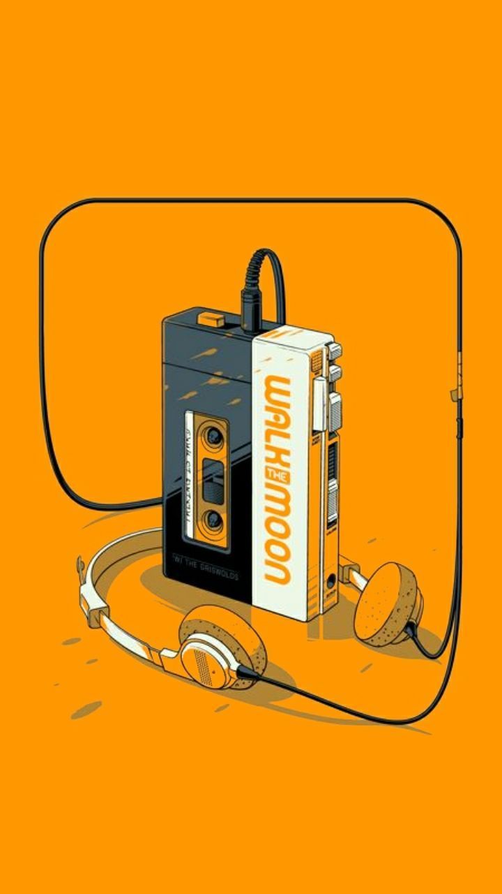 720x1280 Cassette Tape Art Design on Orange Background. Vintage phone wallpaper, iPhone wallpaper music, Music background