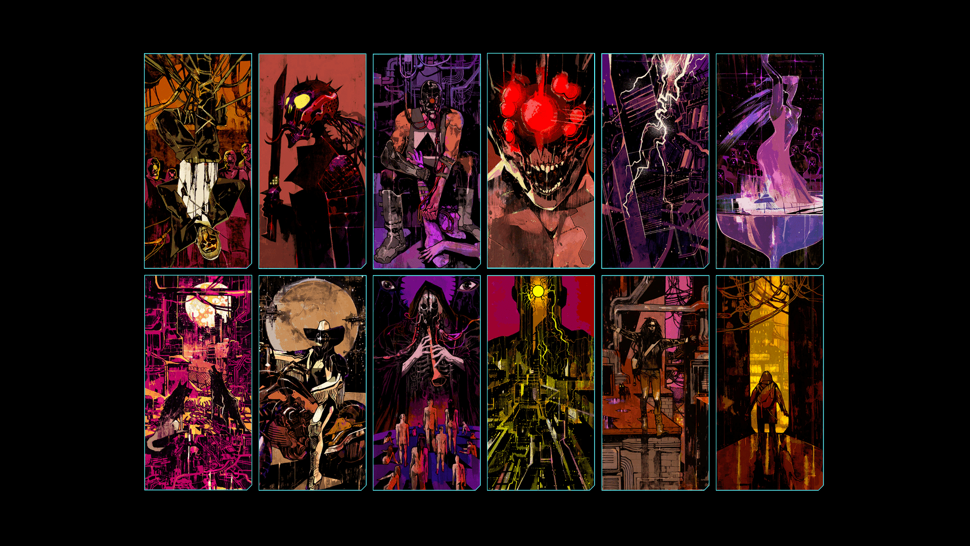 1920x1080 Cyberpunk 2077 tarot cards wallpaper for dual monitor