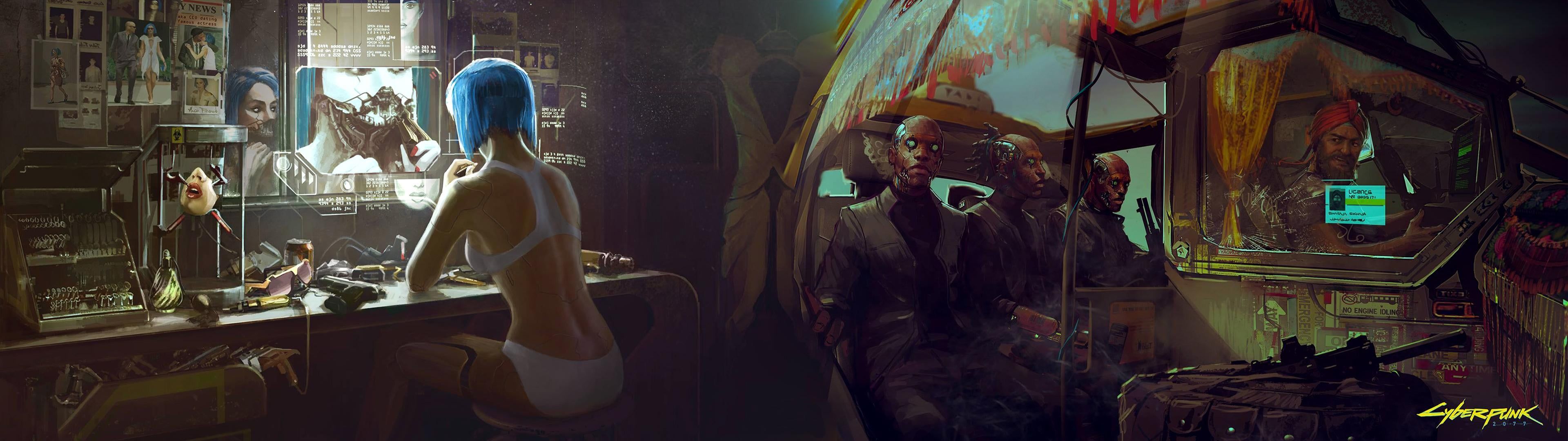 3840x1080 A Couple Dual Monitor Wallpaper I Made While Bored [3840x1080]. None Of The Artwork Is Mine I Only Combined Them