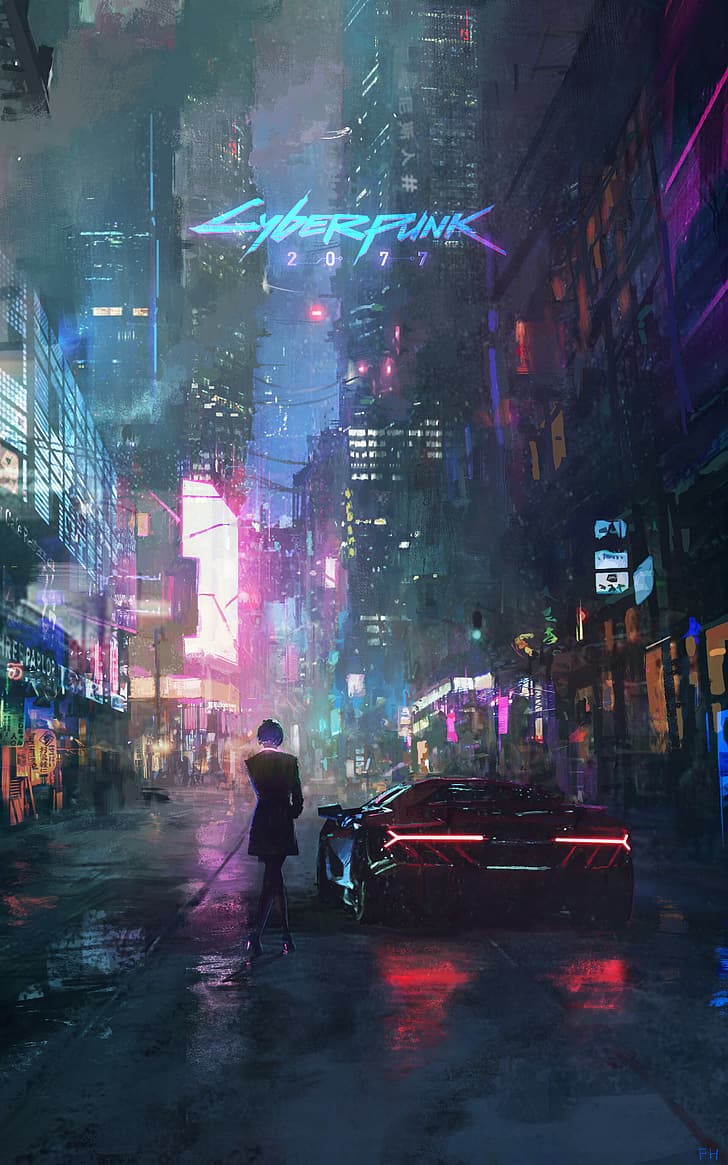 728x1165 HD wallpaper: Cyberpunk neon, Futurism, futuristic, dark, night