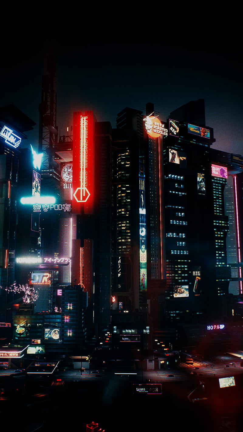 800x1422 Night City Cp cp cyberpunk, cyberpunk game, games, neon, night city, HD phone wallpaper