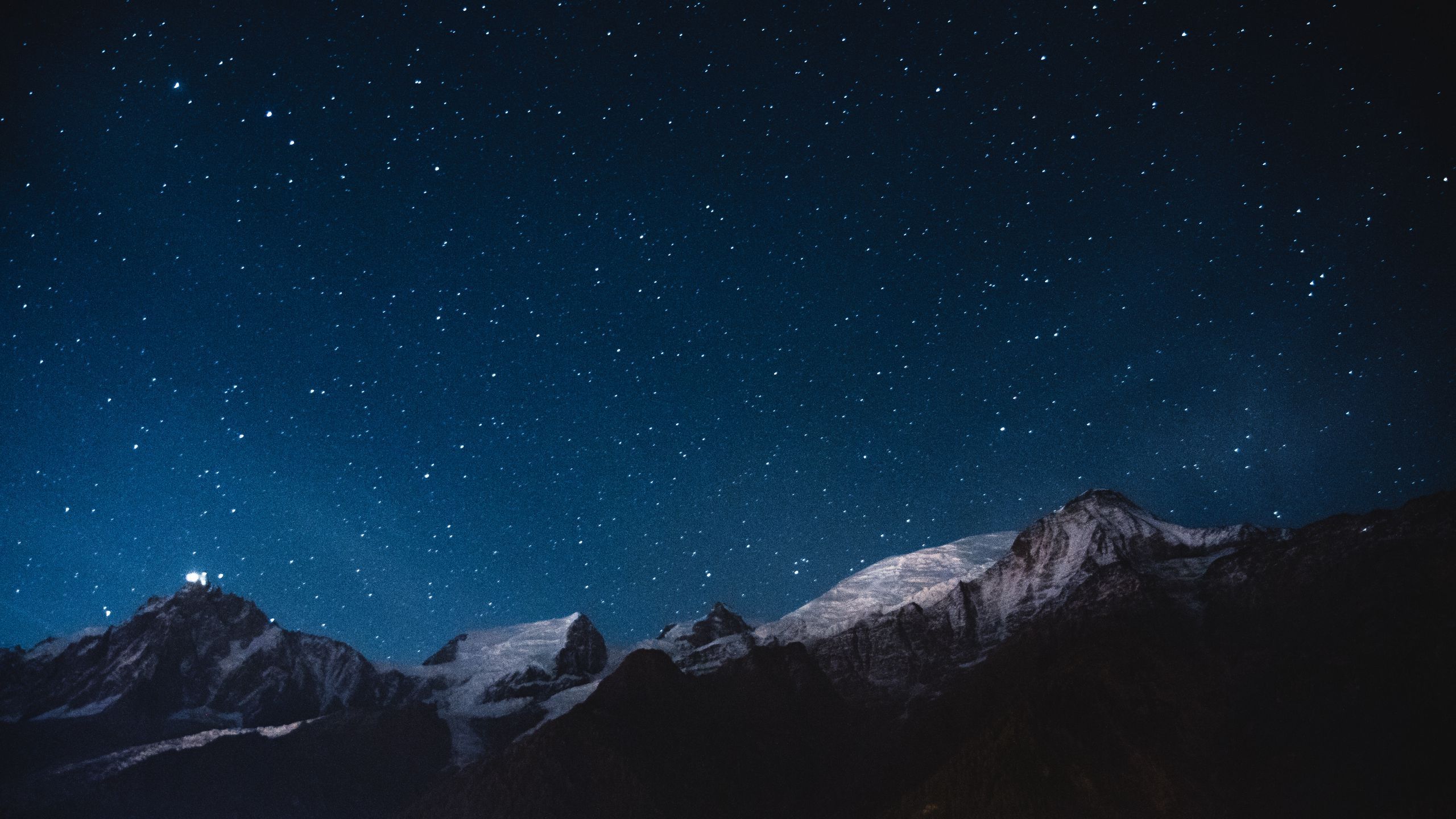 2560x1440 Download wallpaper 2560x1440 starry sky, mountains, night widescreen 16:9 HD background