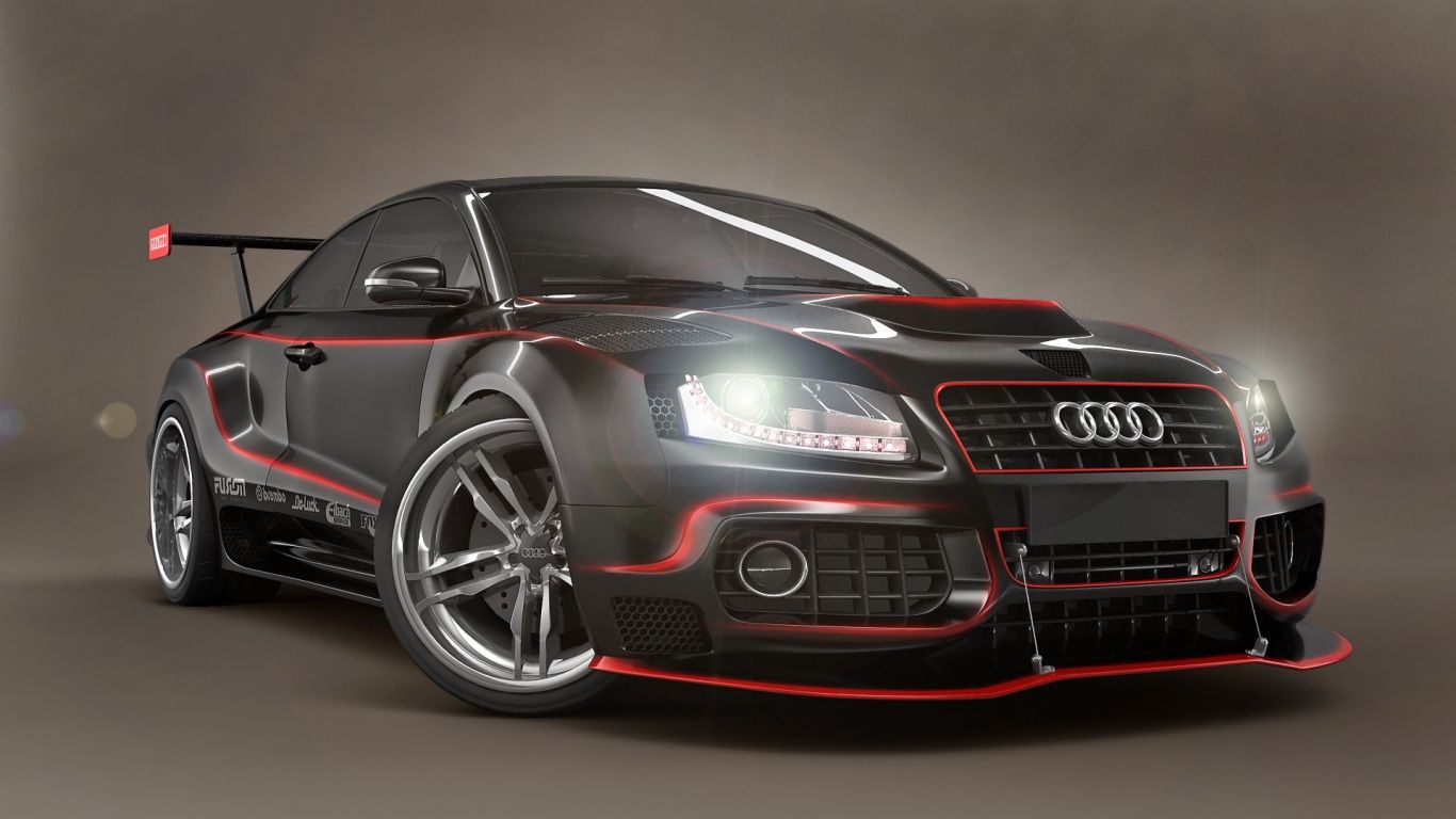 1366x768 Audi Black And Red Tuning / Good