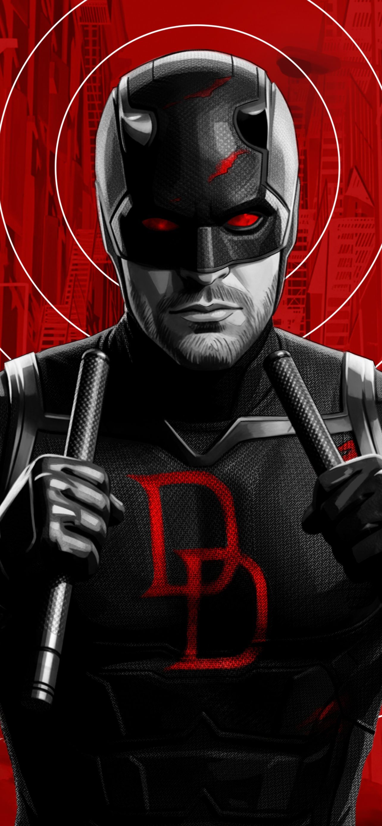 1284x2778 Daredevil: Born Again Wallpaper 4K, Black suit, Artwork