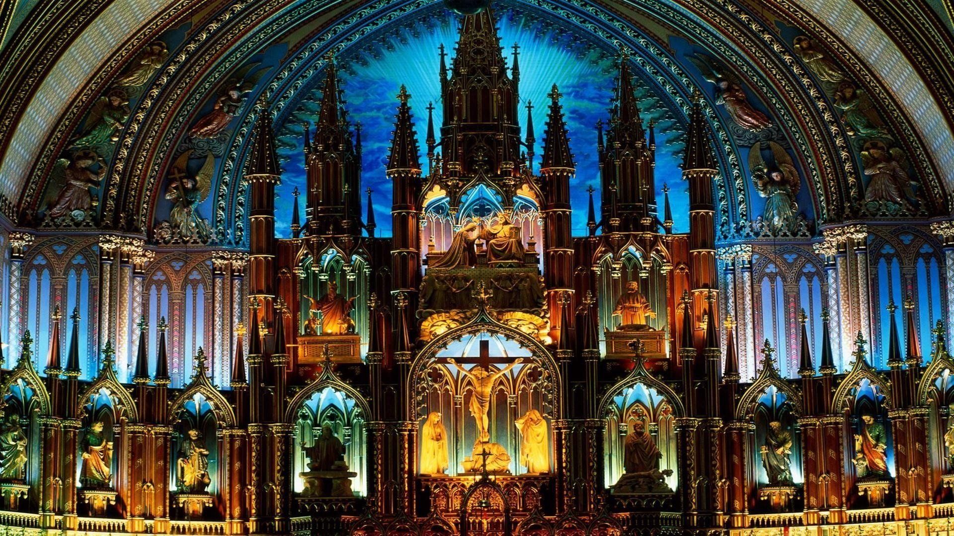 1920x1080 Colorful HD Wallpaper Of Notre Dame Basilica's Stunning Interiorx1080