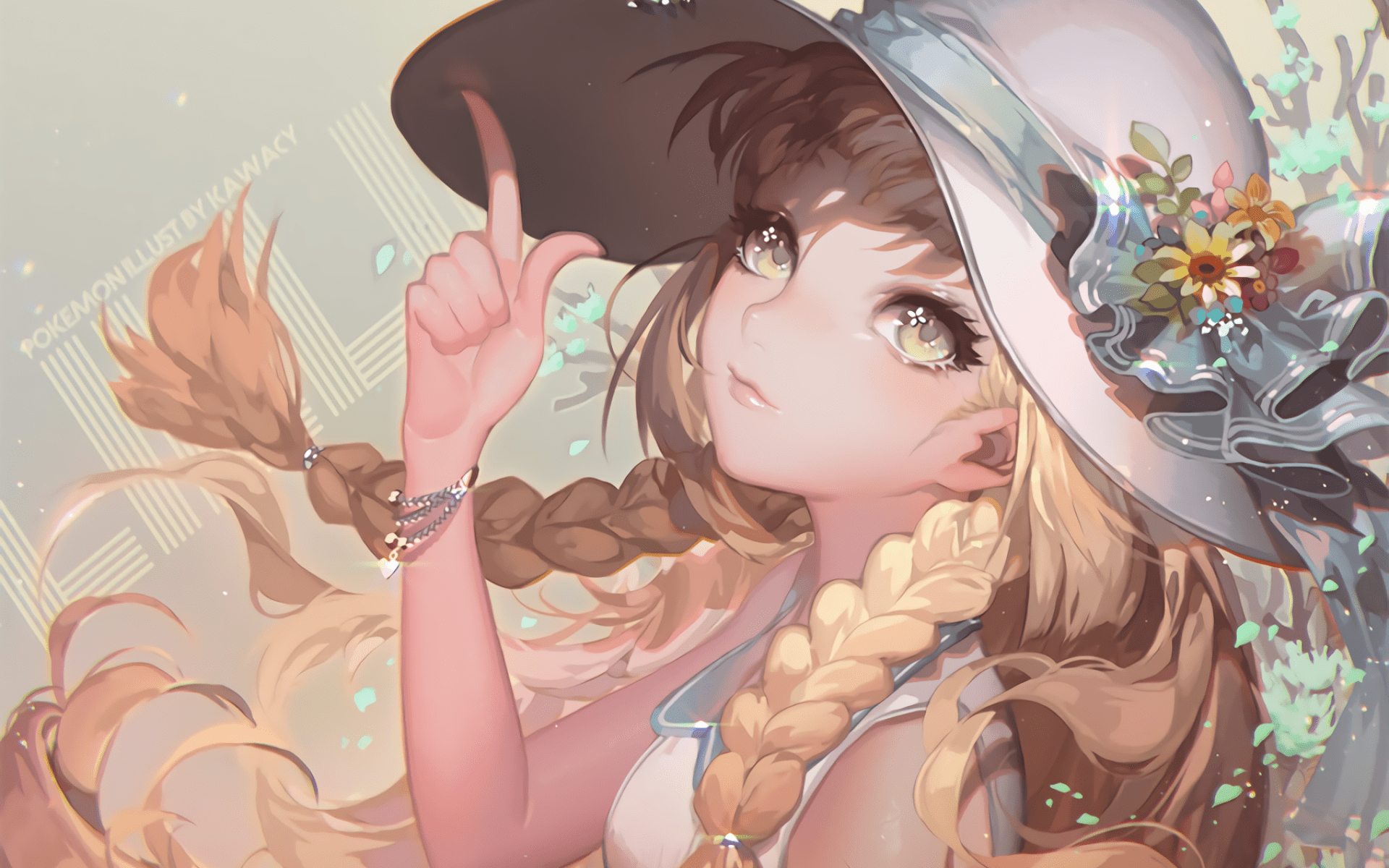 1920x1200 Download 1920x1200 Lillie, Pokemon, Hat, Braids, Blonde, Semi