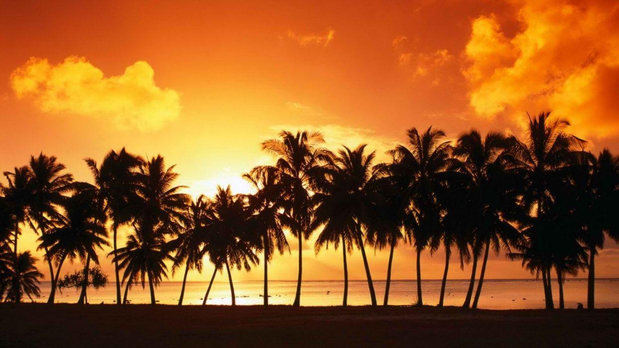 1244x700 Sunset Cook Islands islands wallpaperx1080