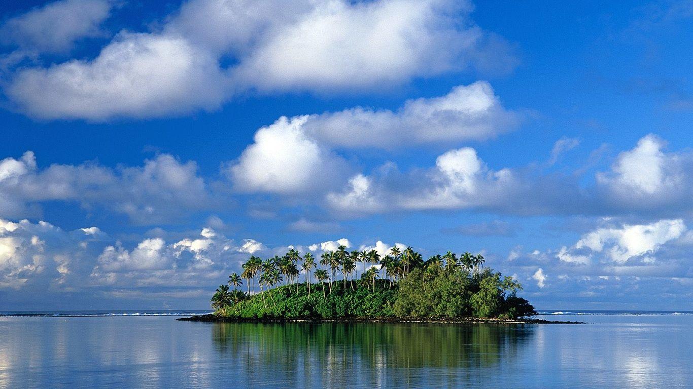 1366x768 Download Wallpaper Uninhabited Island, Cook Islands