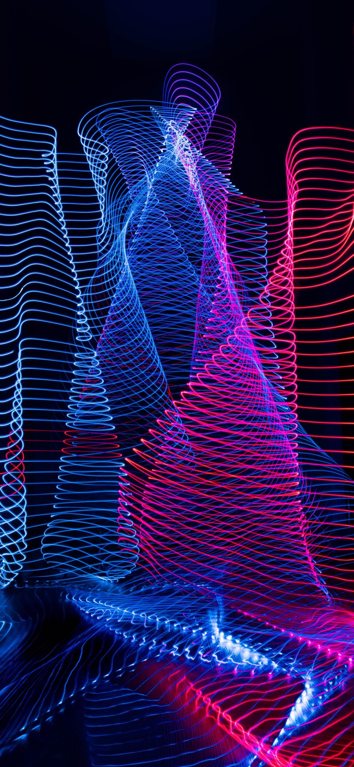 1242x2688 blue red and pink abstract artwork iPhone Wallpaper Free Download