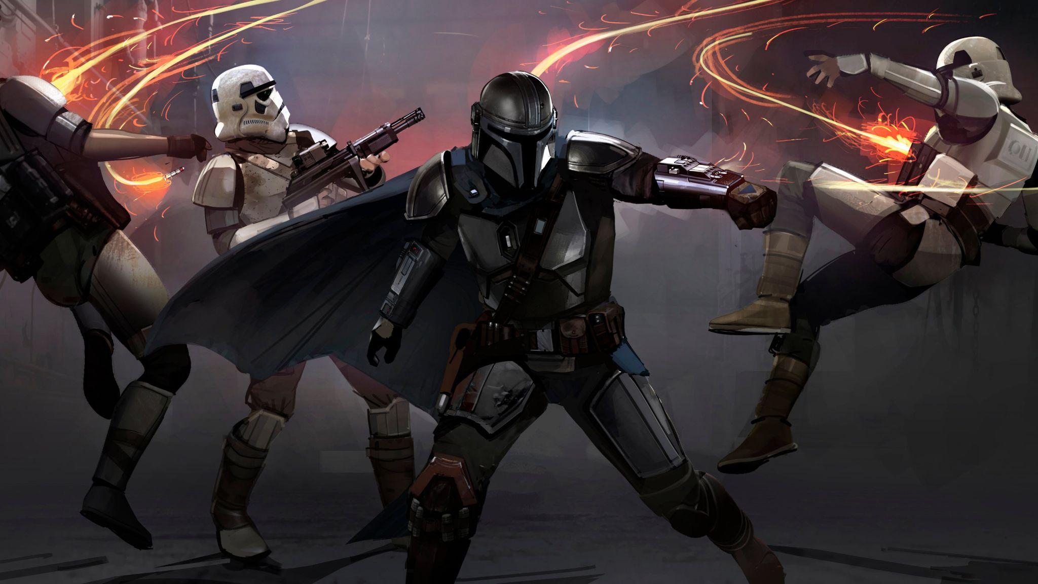 2048x1152 Mandalorian Stormtrooper Fighting 2048x1152 Resolution